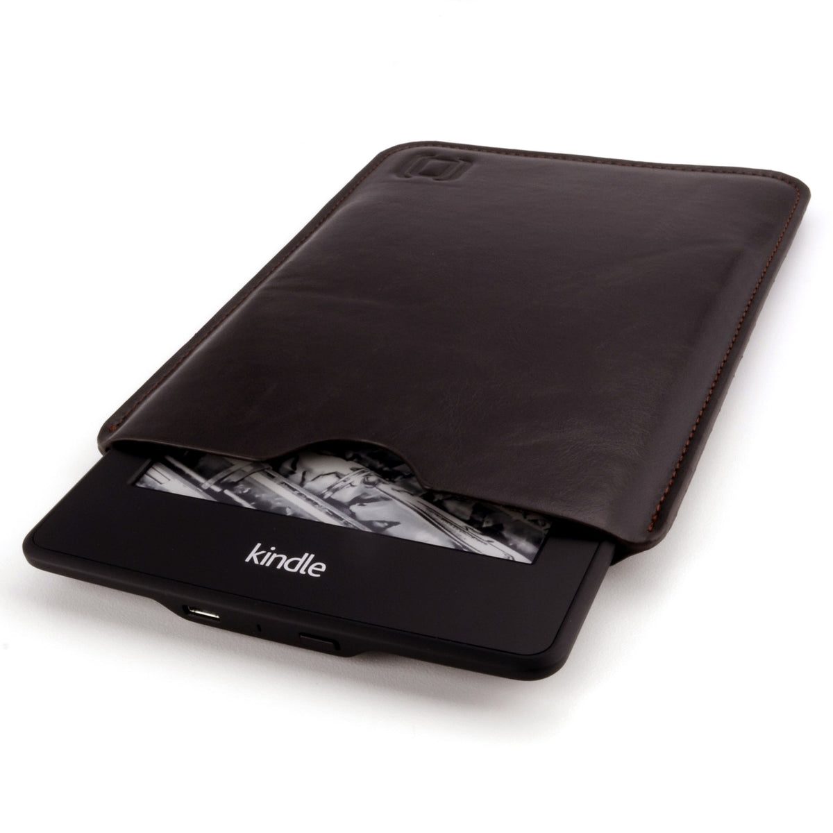 Dockem Executive Sleeve For Kindle Paperwhite (2012 2018 Models), Kindle 6', Kindle Voyage; Slim, Simple, Professional Case: Microfiber Felt Lined Basic Synthetic Leather Protective Cover [Dark Brown]