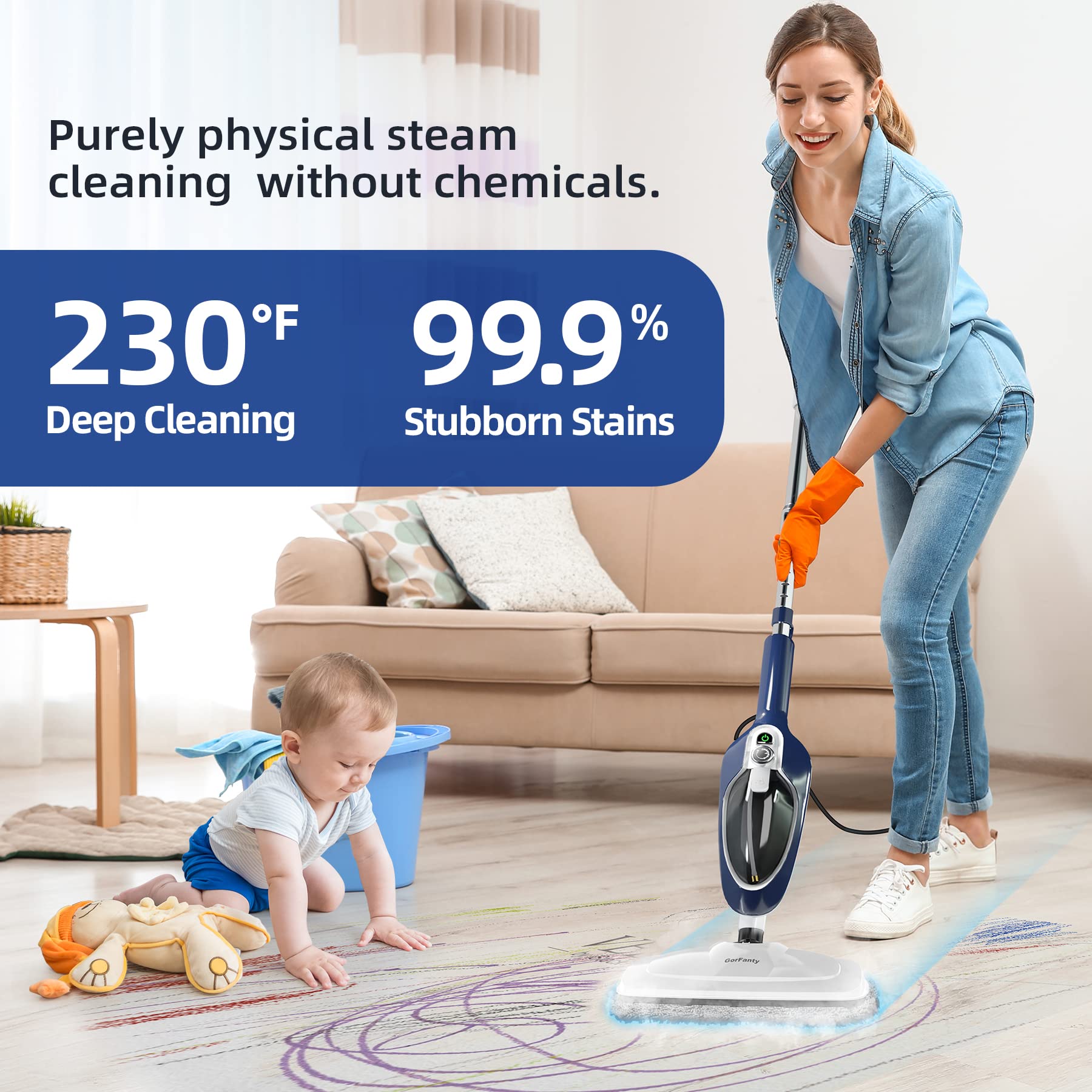 Steam Mop   10 In 1 Floor Steamer Detachable Multipurpose Handheld Steam Cleaner For Hardwood/Tile/Laminate All Floors Carpet Cl