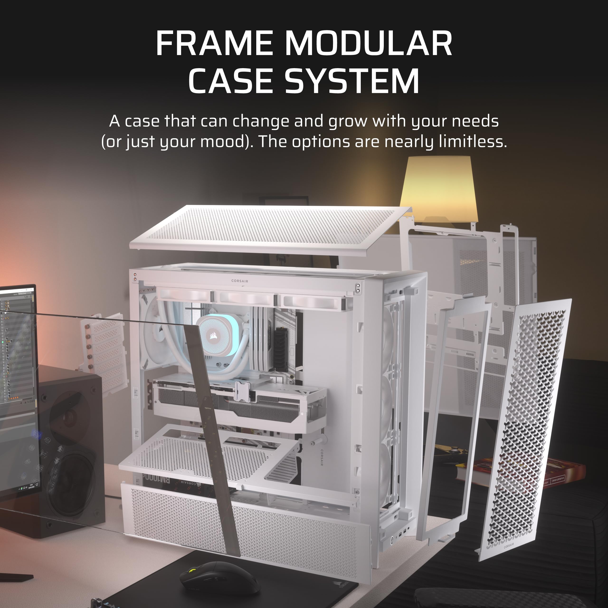 Corsair 4000D Rs Frame Modular High Airflow Mid-Tower Pc Case - 3X Corsair Rs Fans - Infinirailfan Mounting System - Fits Multip