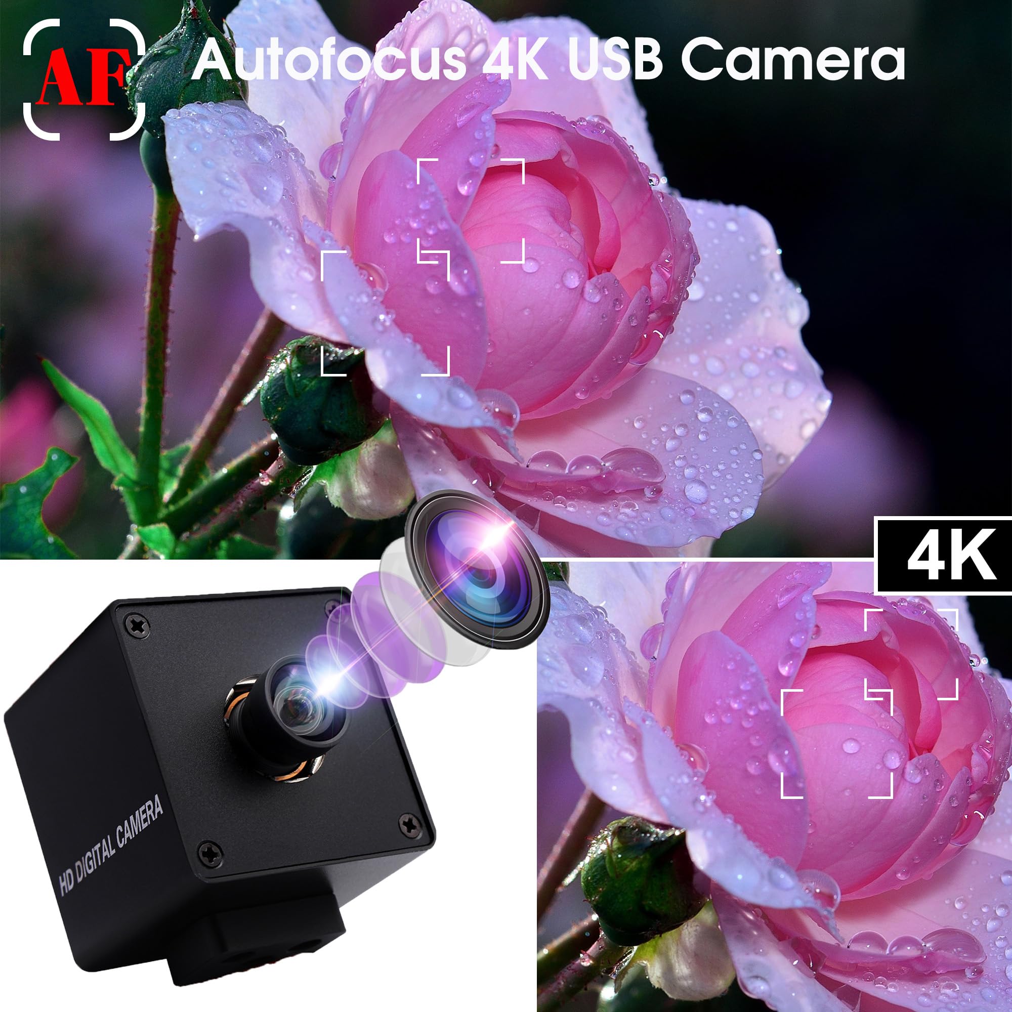 Svpro 4K Usb Camera Autofocus Video Camera Uhd 3840X2160 With Metal Box For Pro Streaming/Online Course/Industrial Use,100 Degre