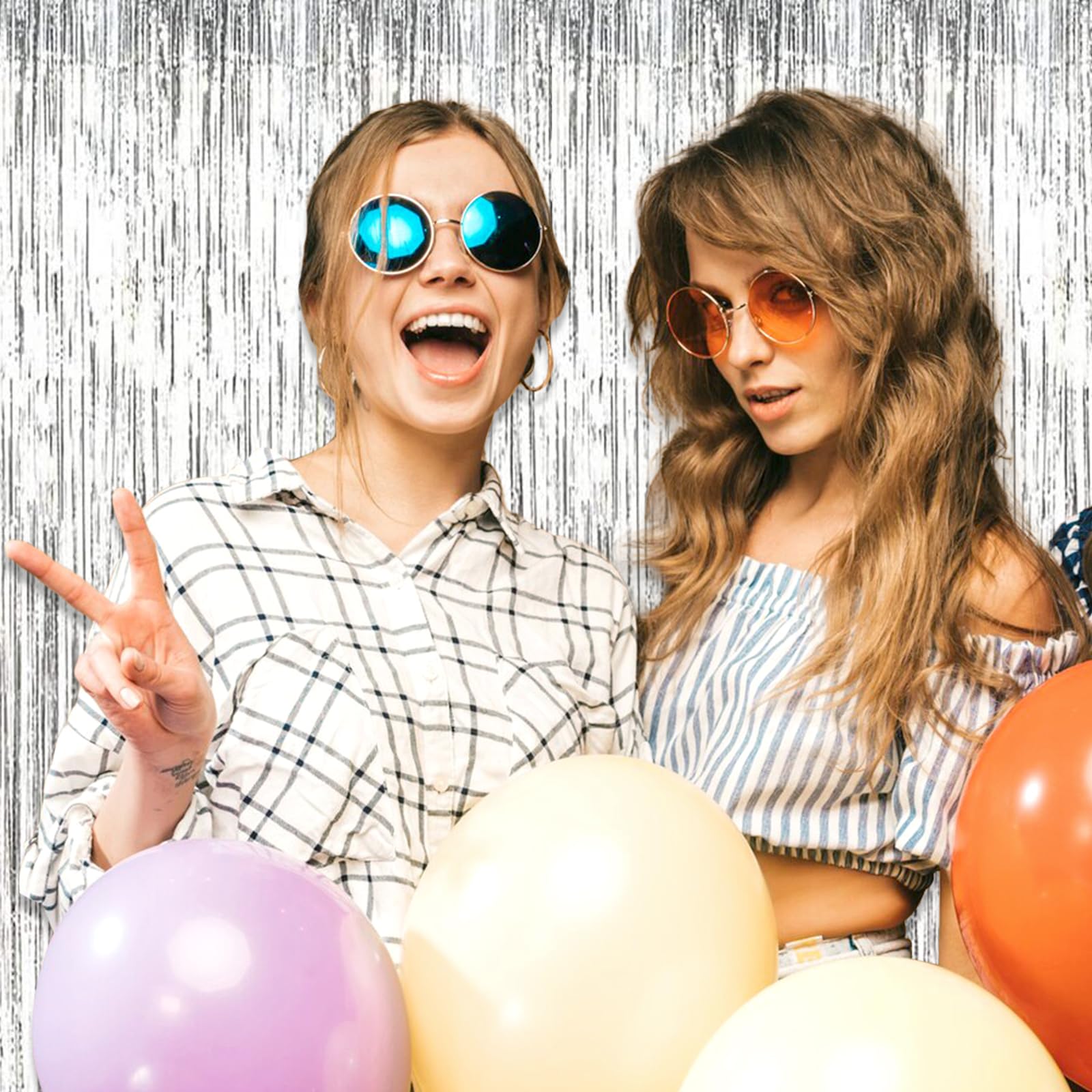 3 Pack Silver Foil Fringe Curtain Backdrop, 3.28Ft X 6.6Ft Metallic Tinsel Foil Fringe Streamer Curtains For Photo Booth, Christ