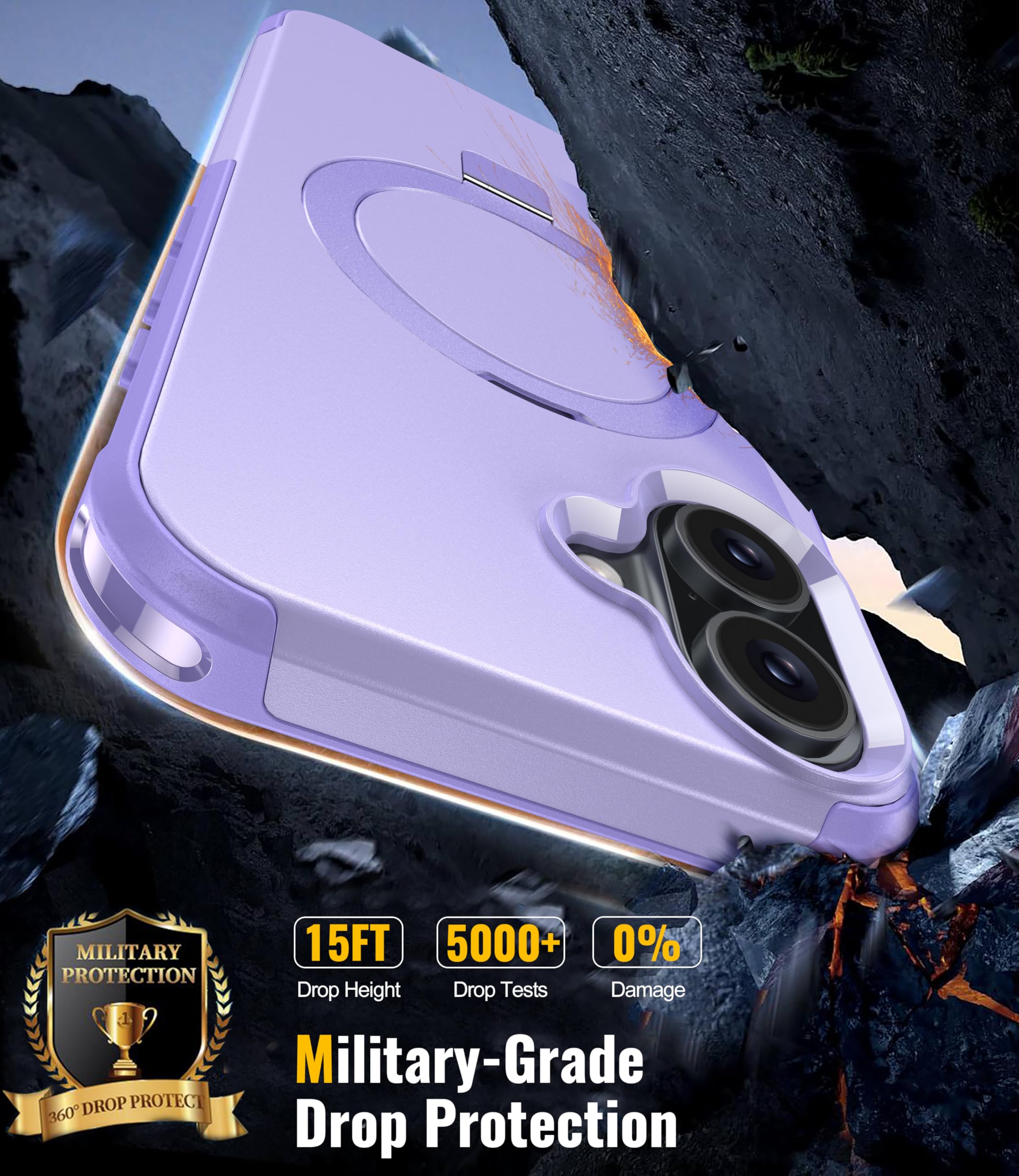 Oterkin Magnetic For Iphone 16 Plus Case Compatible With Magsafe [Foldable Invisible Stand][Tempered Glass Screen Protector & Ca