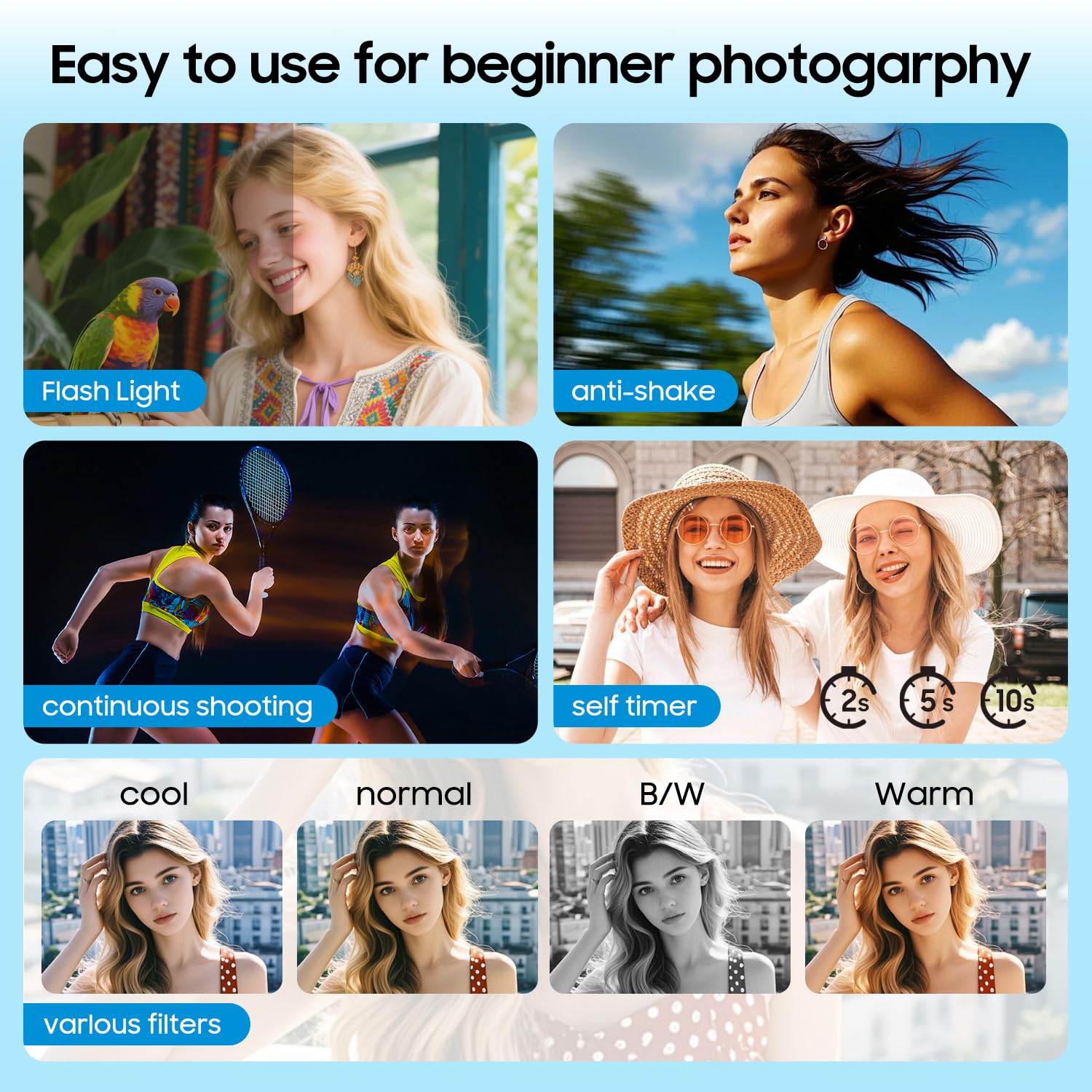 4K Digital Camera, 64Mp Vlogging Camera For Photography With 3'' 180 Flip Screen, 16X Digital Zoom Point And Shoot Camara With 6