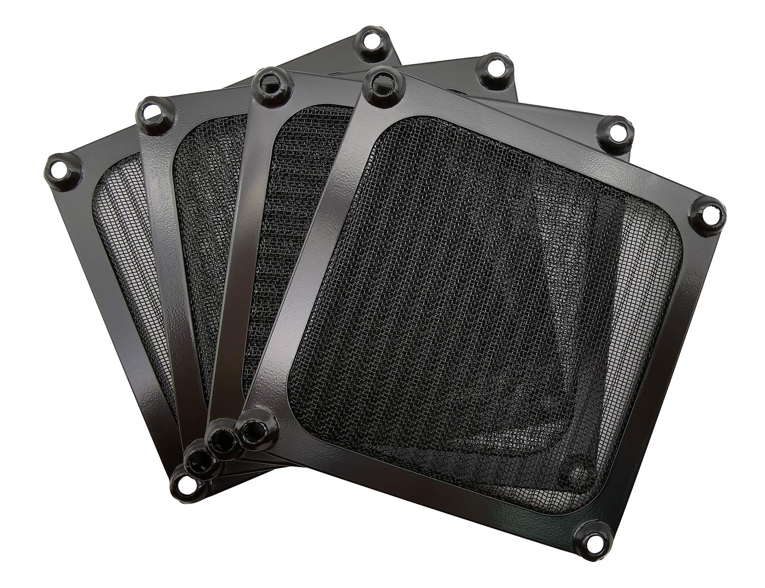 90Mm 92Mm Computer Fan Filter Grills With Screws, Aluminum Frame Ultra Fine Stainelss Steel Mesh   4 Pack (Black)