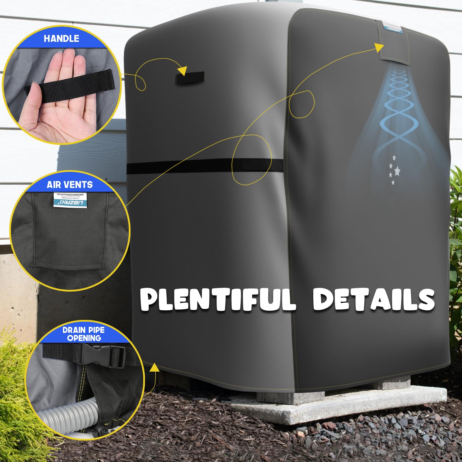 Libzaki Air Conditioner Cover Waterproof 600D Heavy Duty For Outside Units Durable Ac Cover Universal Sizes Square Fits Up To 30