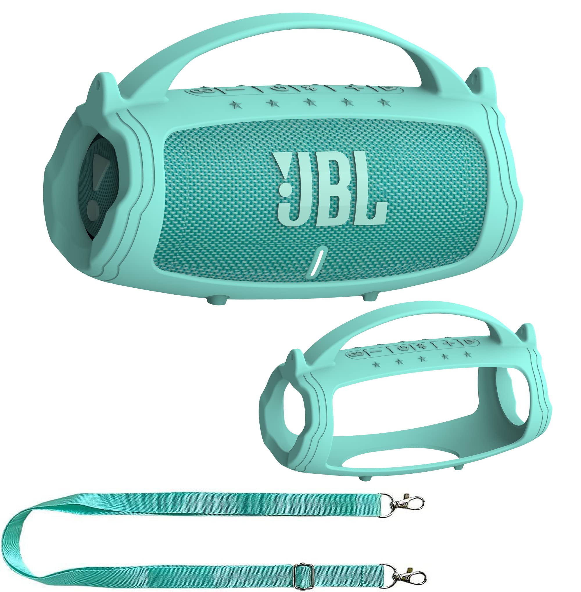 Silicone Cover Case For Jbl Charge 5 Portable Bluetooth Speaker, Protective Skin Holder For Jbl Charge 5 Speaker Accessories (Teal Case, Not Fit Wi Fi Version)