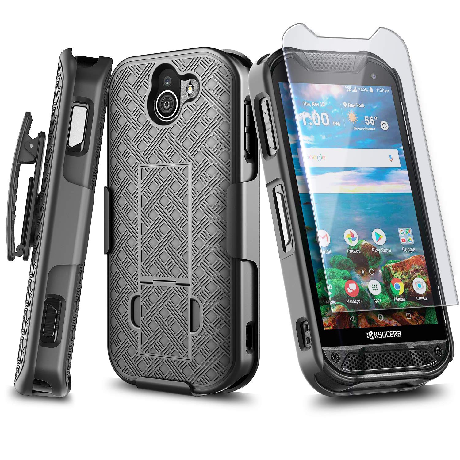 Nznd Case For Kyocera Duraforce Pro 2 (E6900 E6910 E6920) With Tempered Glass Screen Protector, Belt Clip Holster Shell, Ultra S