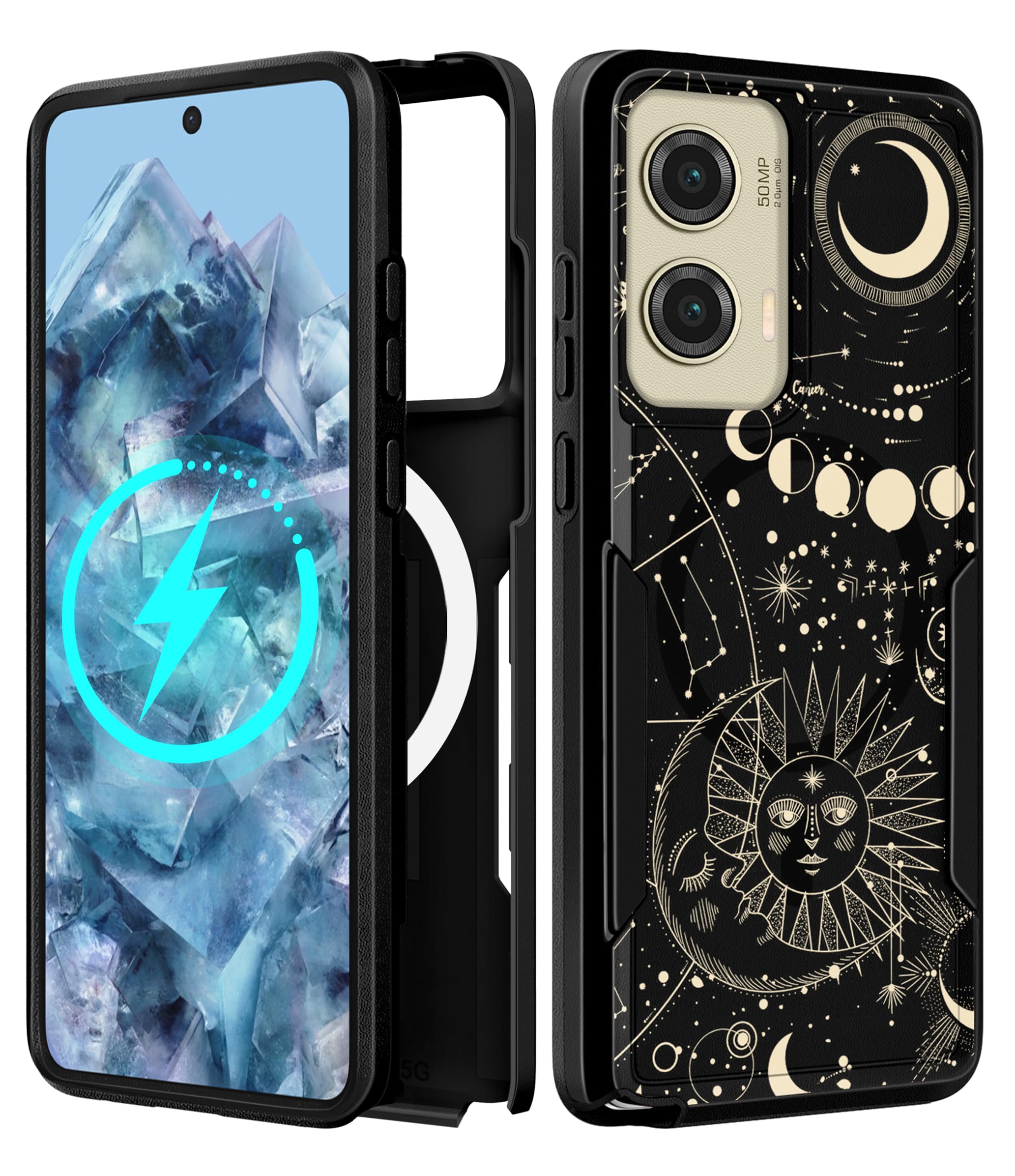 LISEVO for Moto G Stylus 5G 2024 Case - Compatible with MagSafe Women Girls Cute Magnetic Phone Cover Aesthetic Sun Moon Heavy D