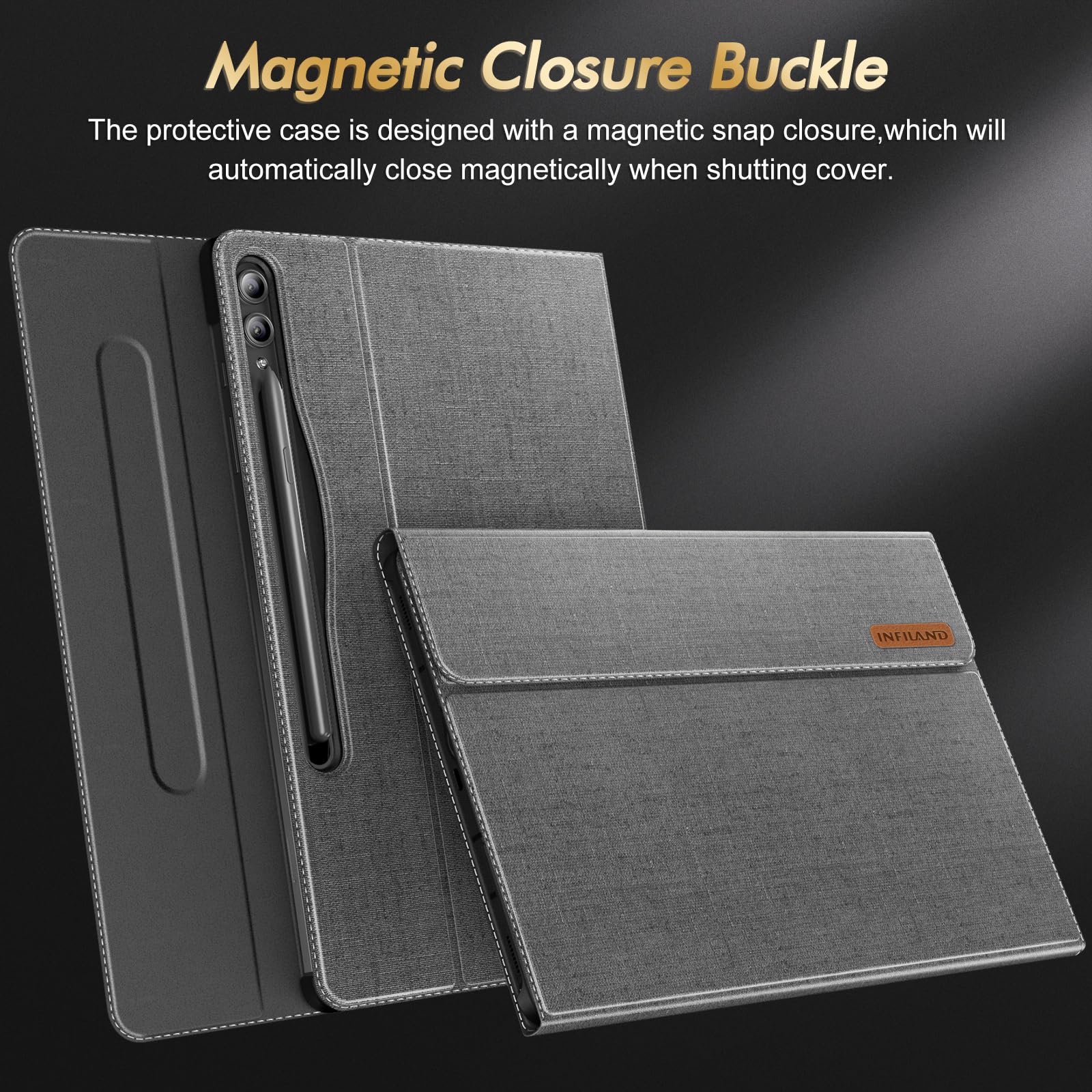 Infiland Galaxy Tab S9+ Plus/Tab S9 Fe+ Case, Multi Angle Stand Cover Compatible With Samsung Tab S9 Plus/S9 Fe Plus 12.4'' Sm X