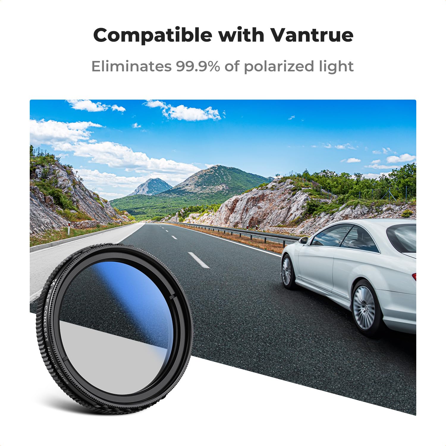 K&F Concept 40Mm Ultra Slim Cpl Circular Polarizer Filter For Vantrue E1, E2, E3, E1 Lite, S1 Pro, N4 Pro N5 Dash Cam, Reduce Gl