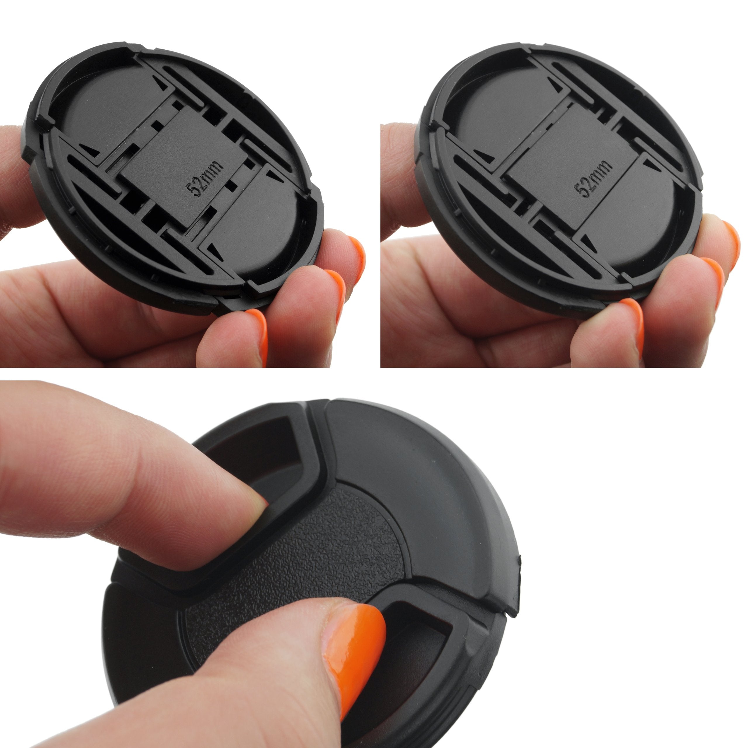 52Mm Lens Cap Bundle   4 Snap On Lens Caps For Dslr Cameras   4 Lens Cap Keepers   Microfiber Cleaning Cloth Included   Compatib