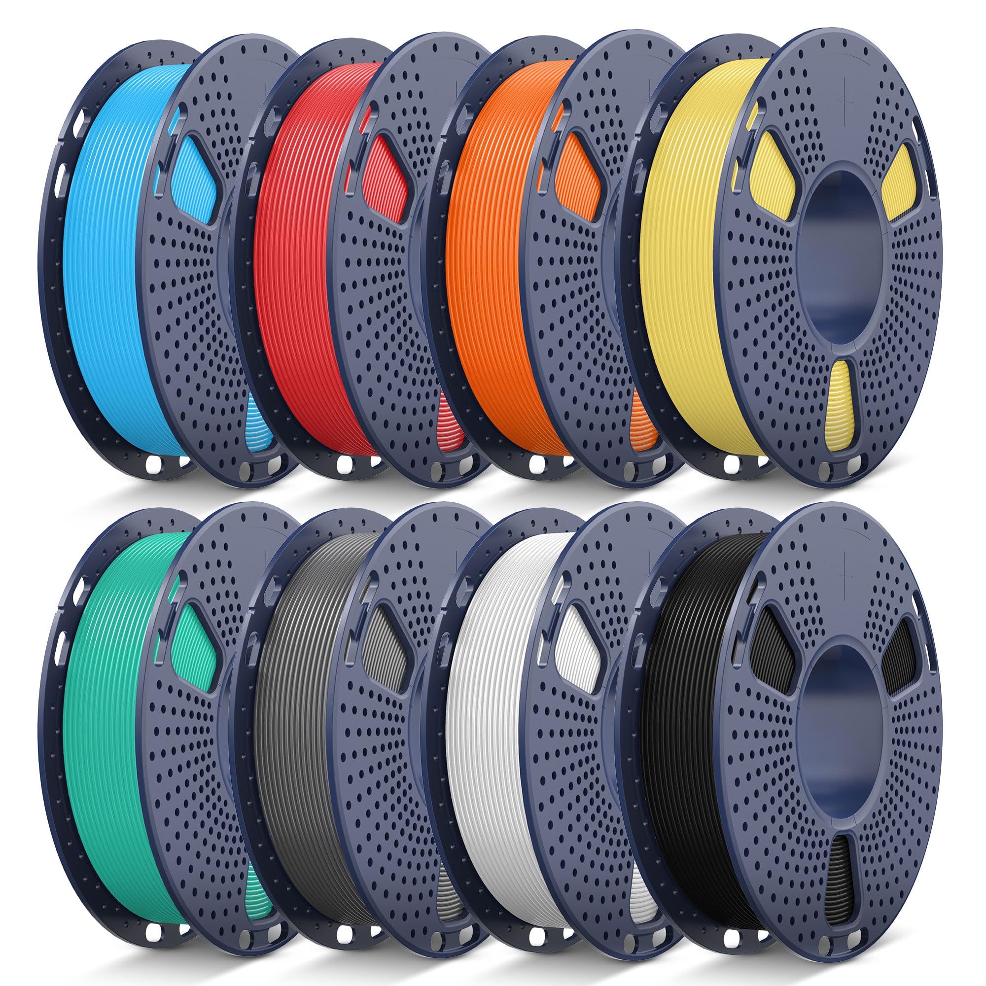 JAYO PLA+ Filament Bundle 1.75mm, PLA 3D Printer Filament Bundle Multicolor, 250g Spool, 8 Pack, 2KG in Total (Black, White, Gra