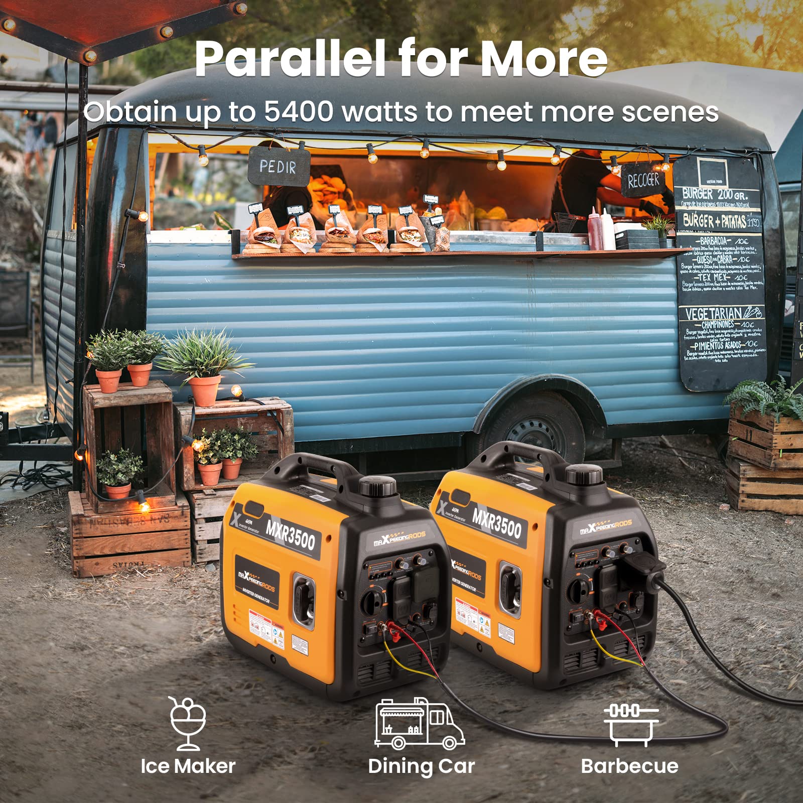 Maxpeedingrods 5500W Inverter Generator,Gas Powered, 86Lbs, Electric Start, Epa Compliant, For Mobile Home Yard Garage Woodwork,