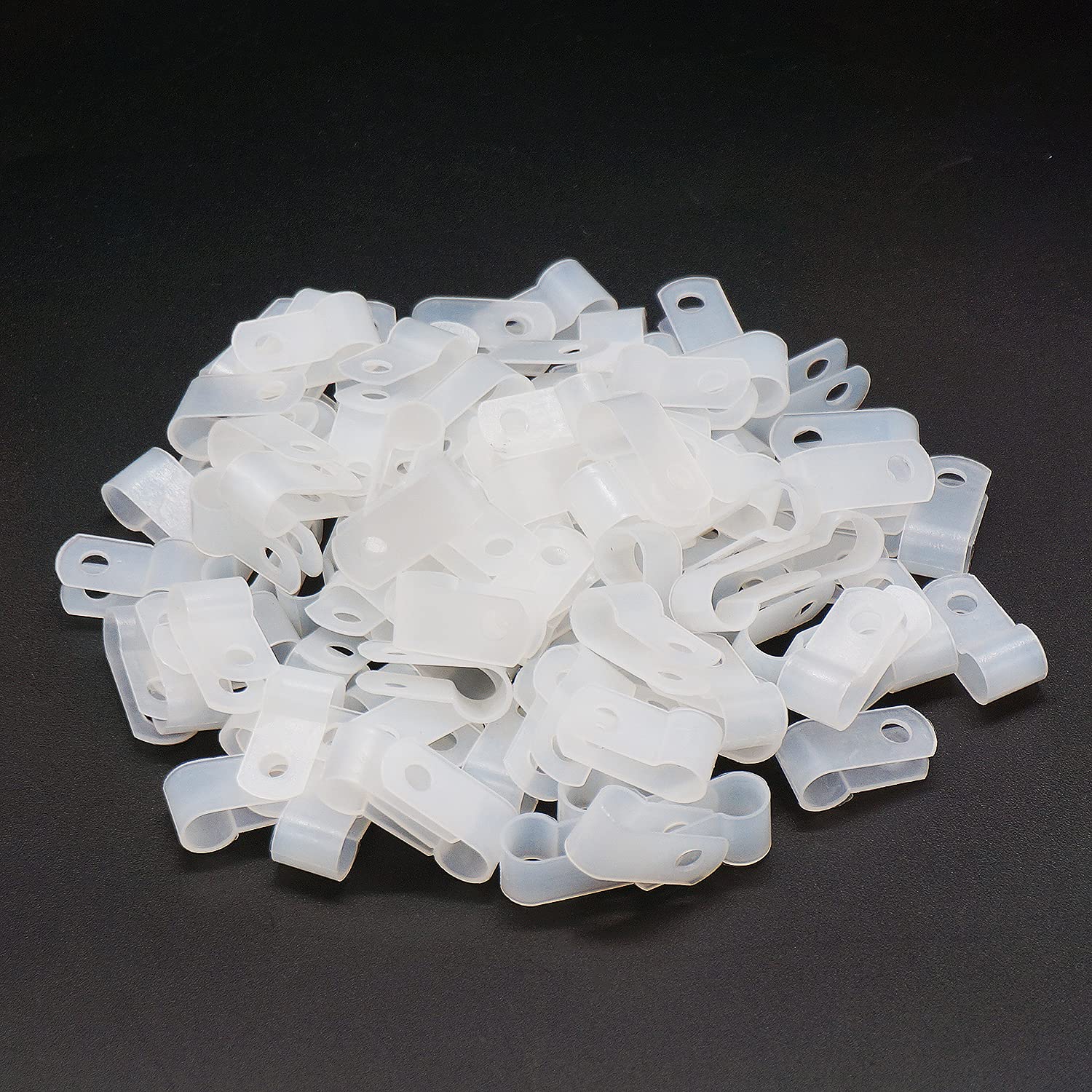 mankk 100PC 1/4 Inch P-Style Plastic Rope Light Clips with Stainless Steel Screws White M-034-W-LS