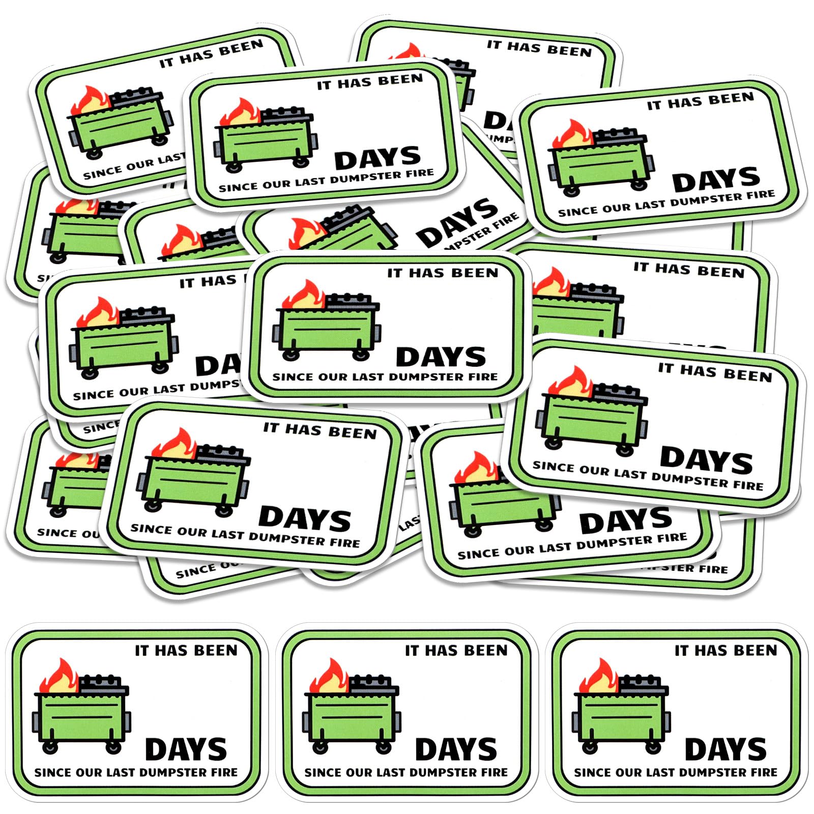 Watersay 200 Pcs Dumpster Fire Day Count Sticker Bulk Funny Meme Waterproof Vinyl Die-cut Decal Dumpster Fire Motivation Respons