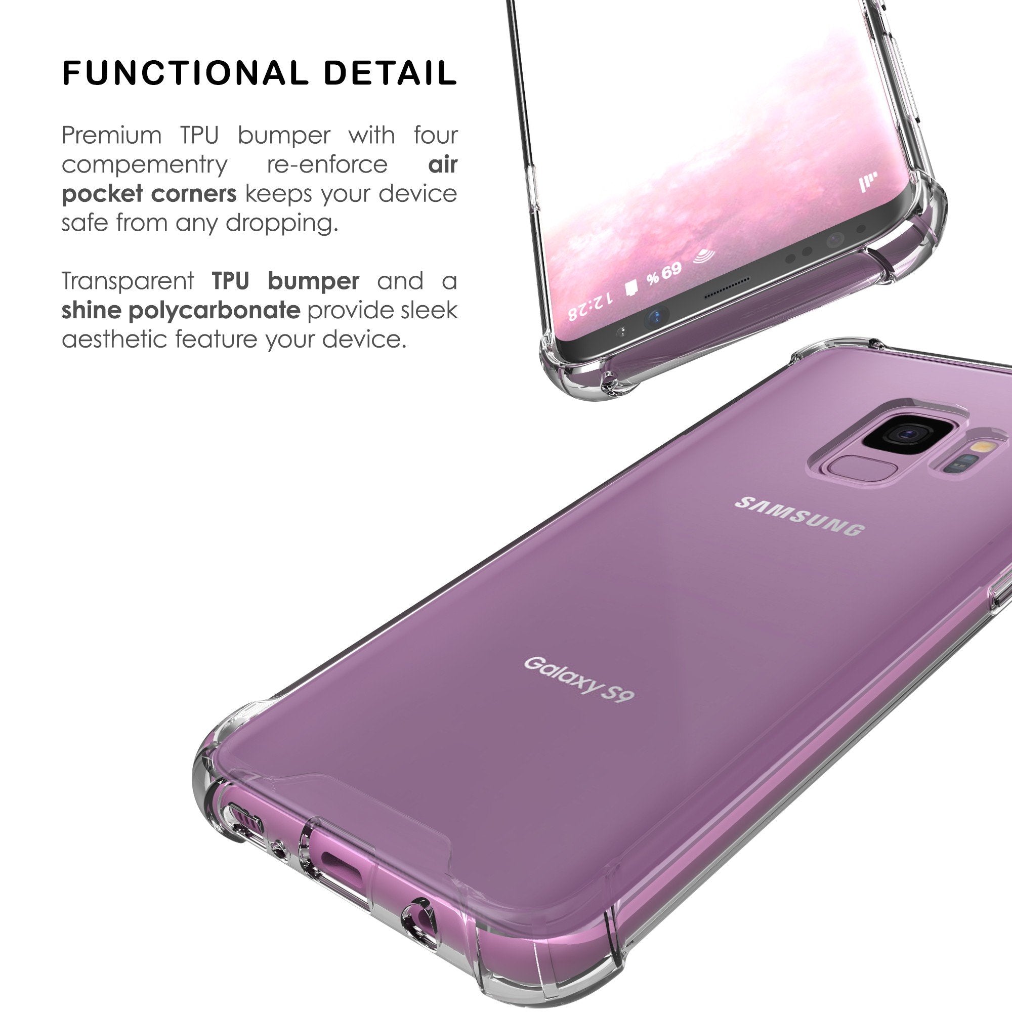 Compatible With Samsung Galaxy S9 Plus G965 Slim Lightweight Case W/Air Cushioned [Shock-Absorbing] Bumper Cover - American Hors