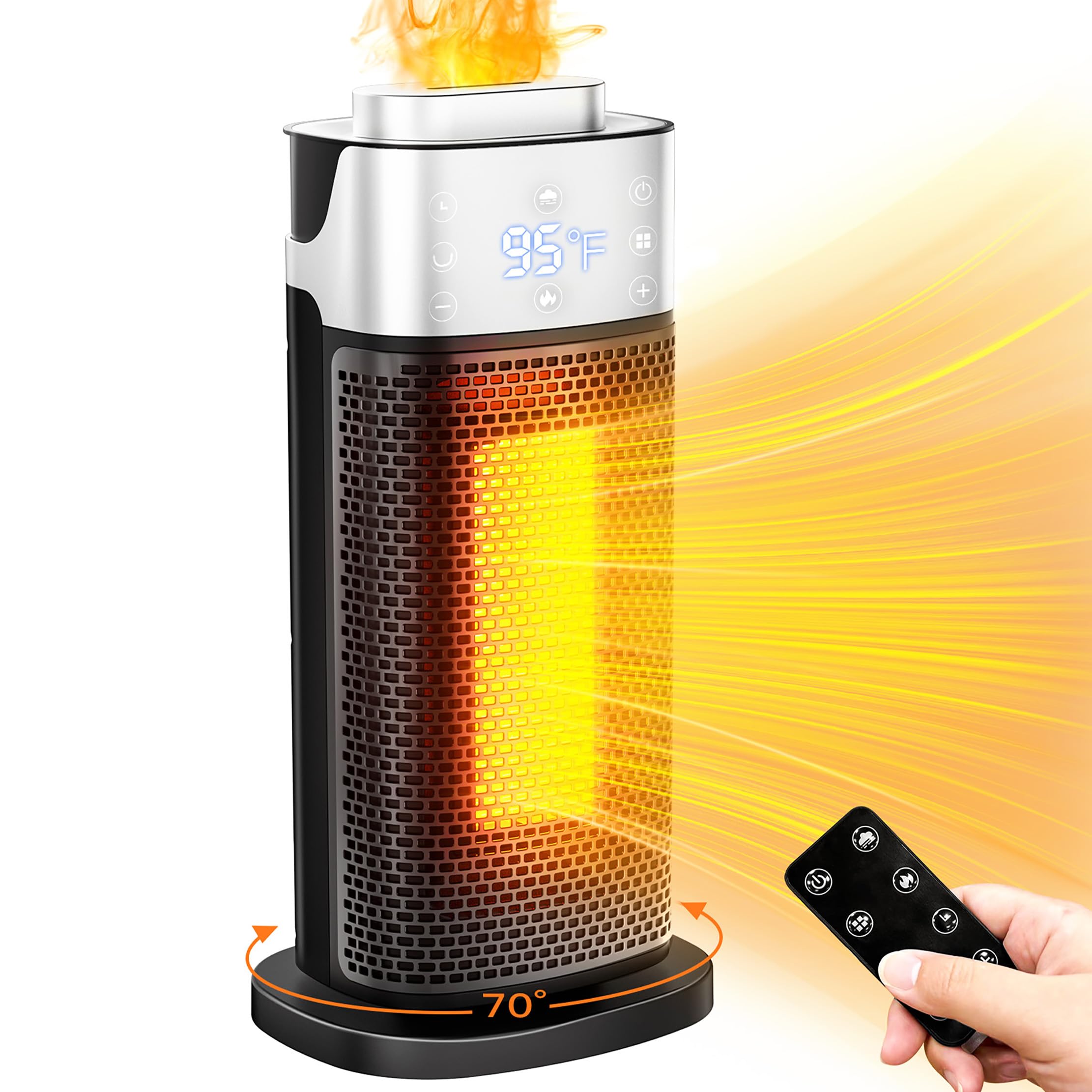 Space Heaters For Indoor Use, Staholz 3 In 1 Electric Heater With Humidifier With 3D Flame Ambient Light, 1500W Portable Heater