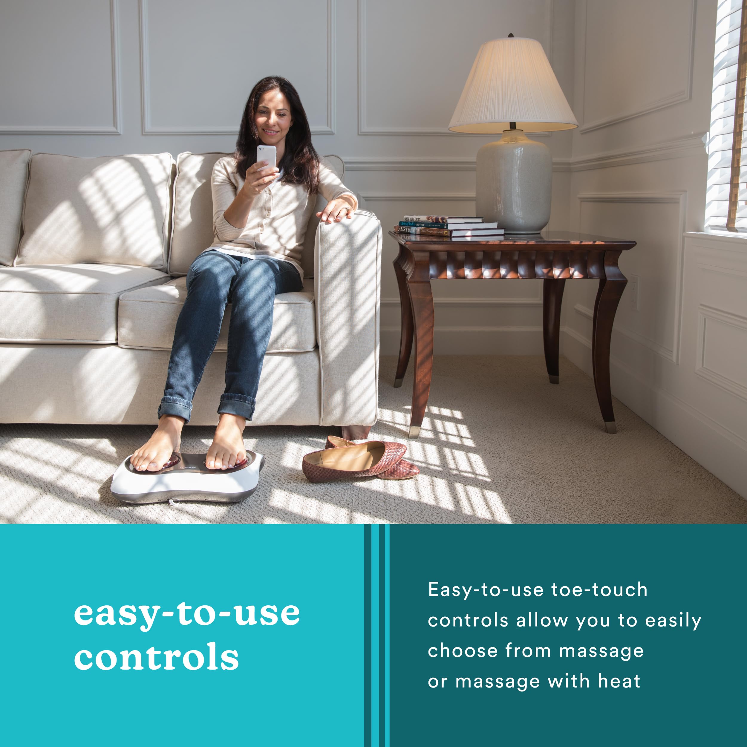 Homedics Deluxe Shiatsu Foot Massager With Heat - Therapeutic Kneading & Rolling Foot Massager Machine, 4 Rotational Heads With