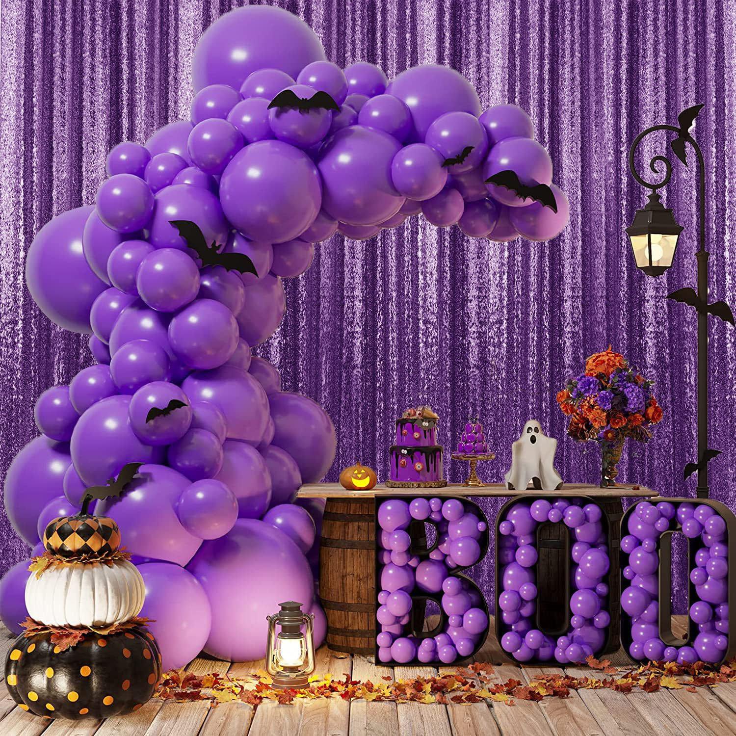 2  8Ft 2Pcs Purple Sequin Backdrop Curtains Panels, Photography Backdrop Glitter Curtains Fabric Background For Christmas Weddin