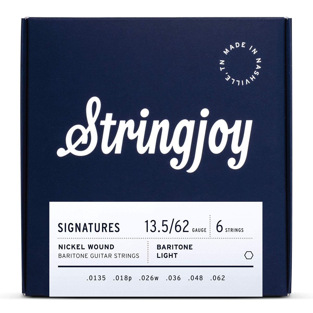 Stringjoy Bal135B Baritone Signatures Nickel Electric Guitar Strings, (Balanced Light Gauge, 13.5-62)