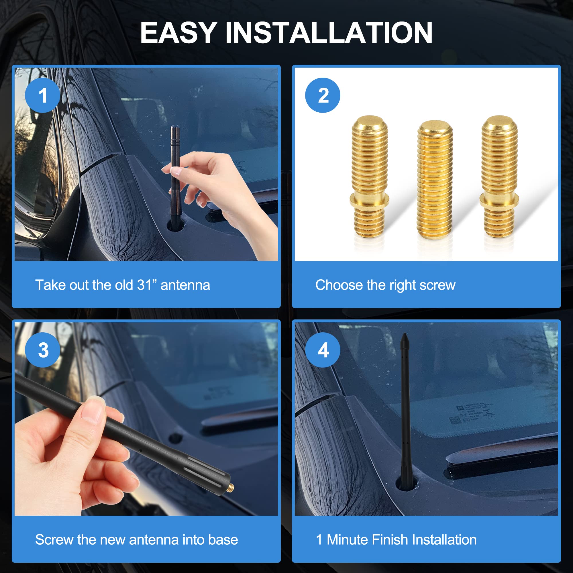 Ksaauto 8'' Rocket Style Car Truck Antenna For Gm Chevy Silverado 1500 2500 3500 Hd Avalanche Traverse Equinox Gmc Sierra 1500 2