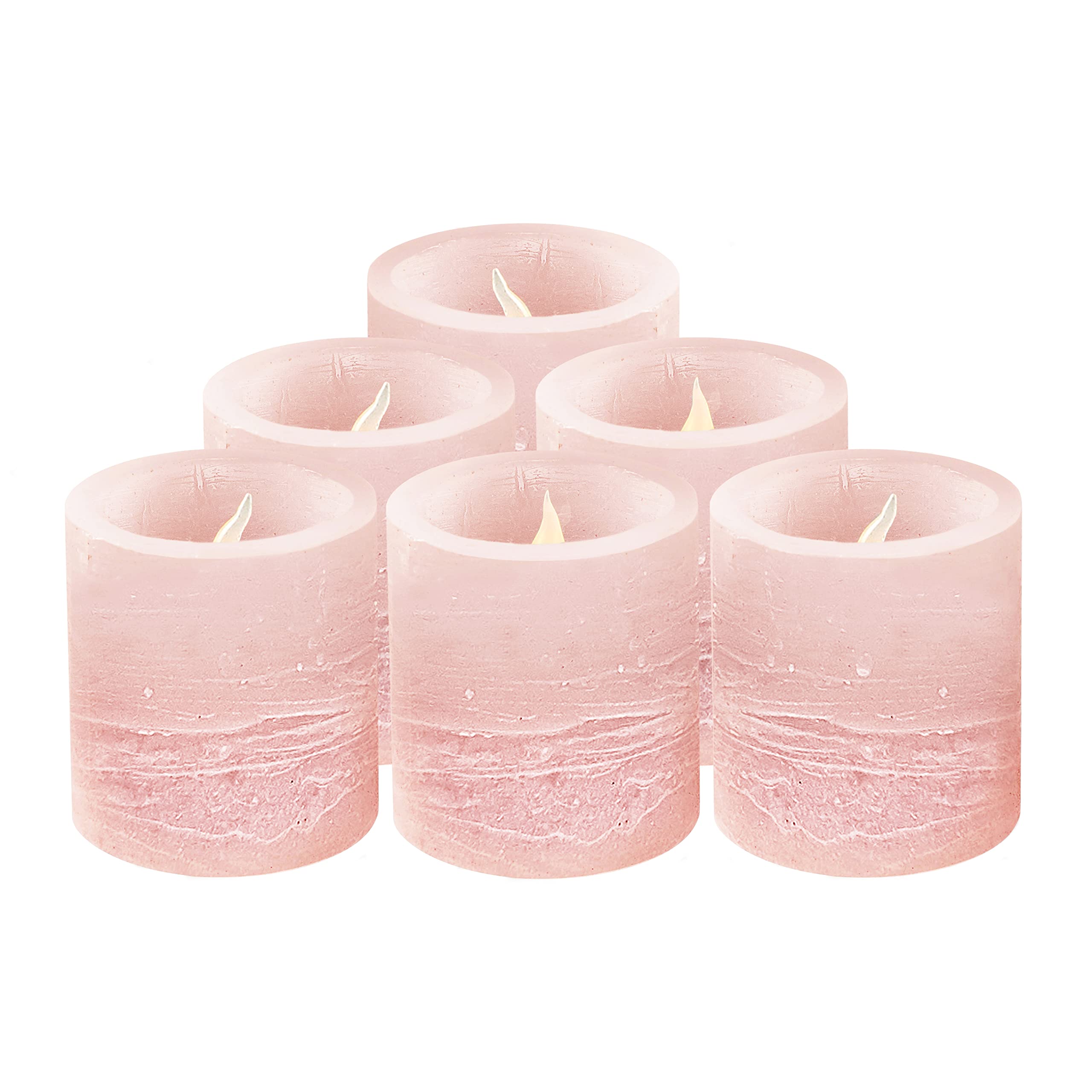 Furora LIGHTING Pink Real Wax LED Votive Tealight Candles Pack of 6, 2 Inch Flameless Flickering Candles for Delicate Home D  co