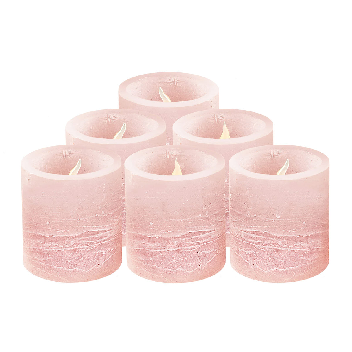 Furora Lighting Pink Real Wax Led Votive Tealight Candles Pack Of 6, 2 Inch Flameless Flickering Candles For Delicate Home D  Co