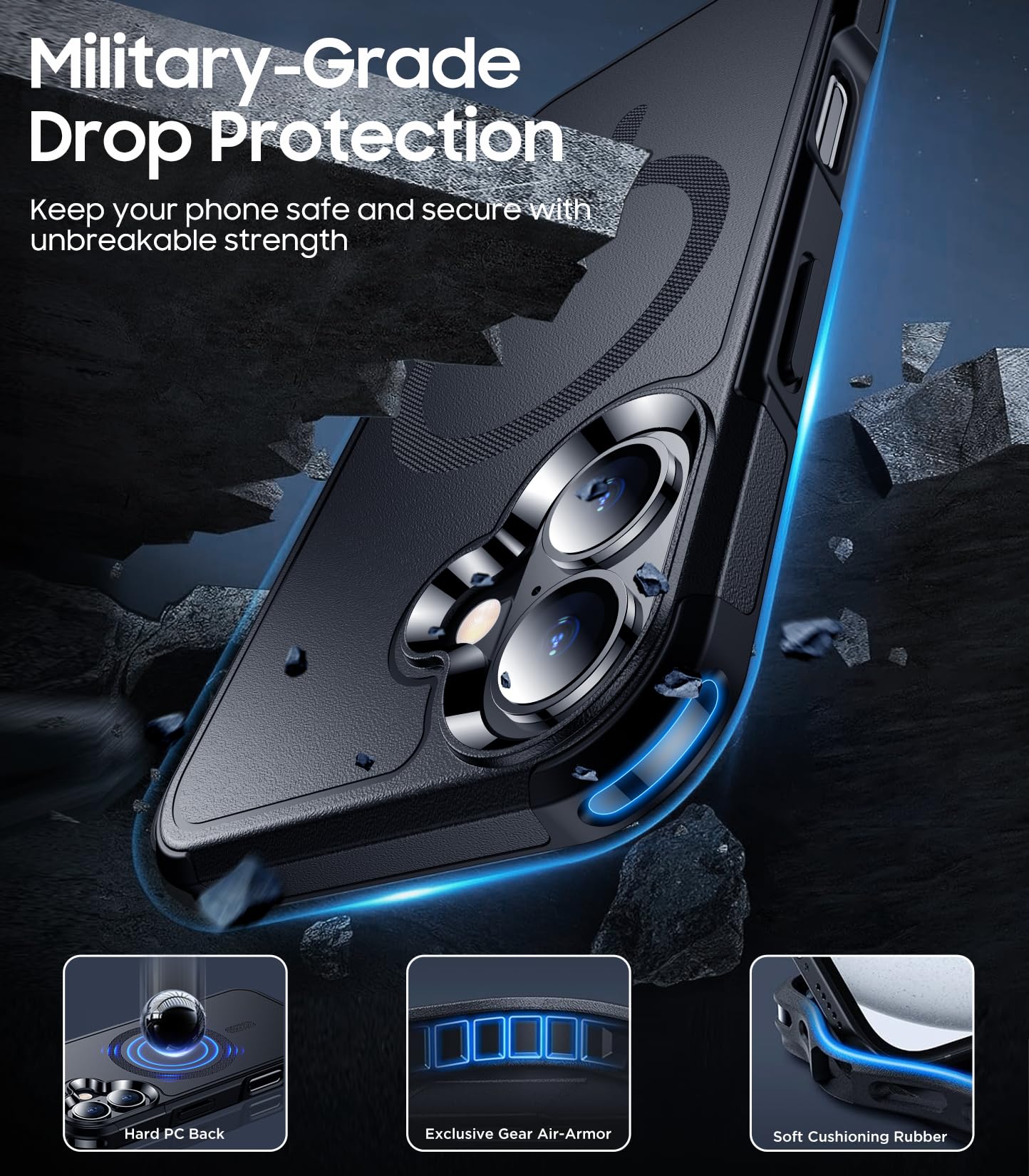 Temdan Designed For Iphone 16 Case Magnetic,[Compatible With Magsafe][Military Grade Drop Protection] Dropproof Heavy Duty Tough