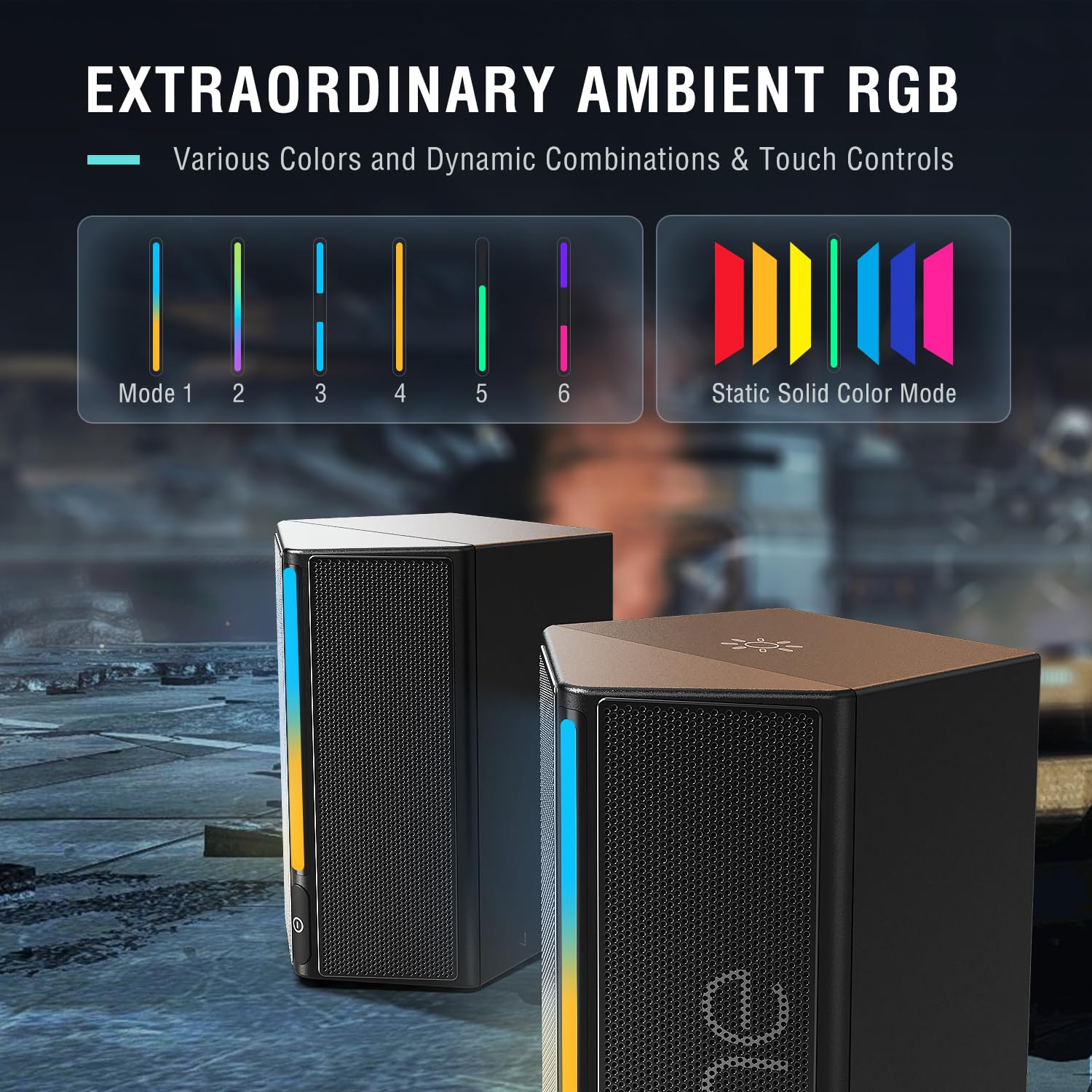 Fifine Computer Speakers, Desktop Pc Speakers With Volume Control, Rgb Gaming Speakers Wired With 3.5Mm Aux Audio Cable For Lapt