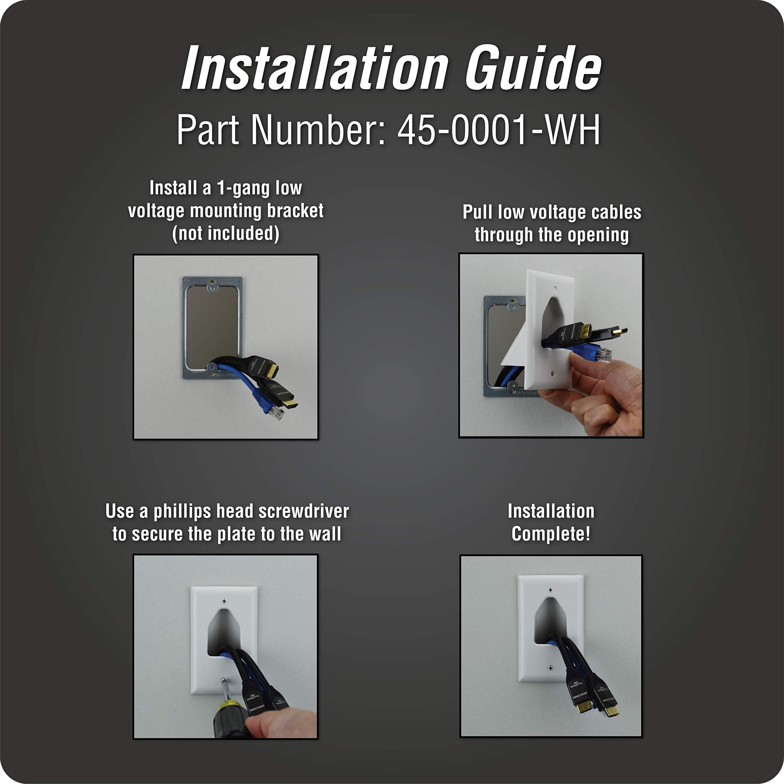 Datacomm Electronics 45-0001-La 1-Gang Recessed Low Voltage Cable Plate - Lite Almond