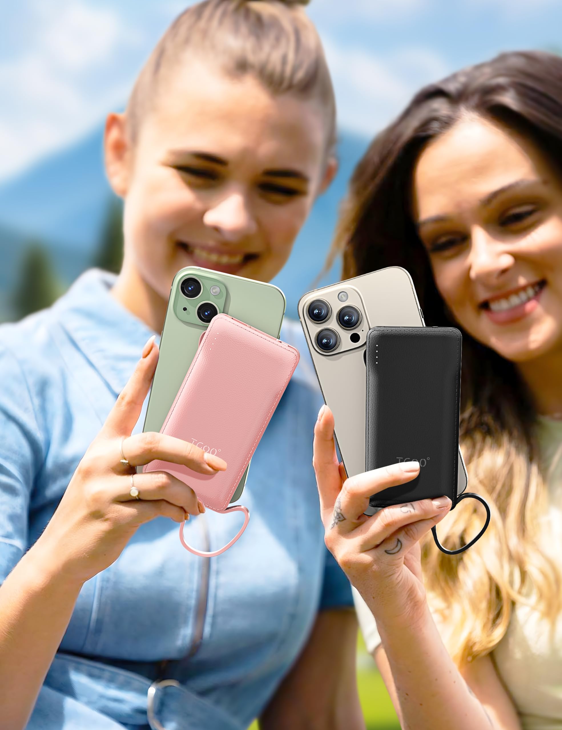 Tg90 2 Pack 10000Mah Slim Power Bank With Built In Cables,Portable Charger Travel Charger Cell Phone External Battery Pack,4 Out