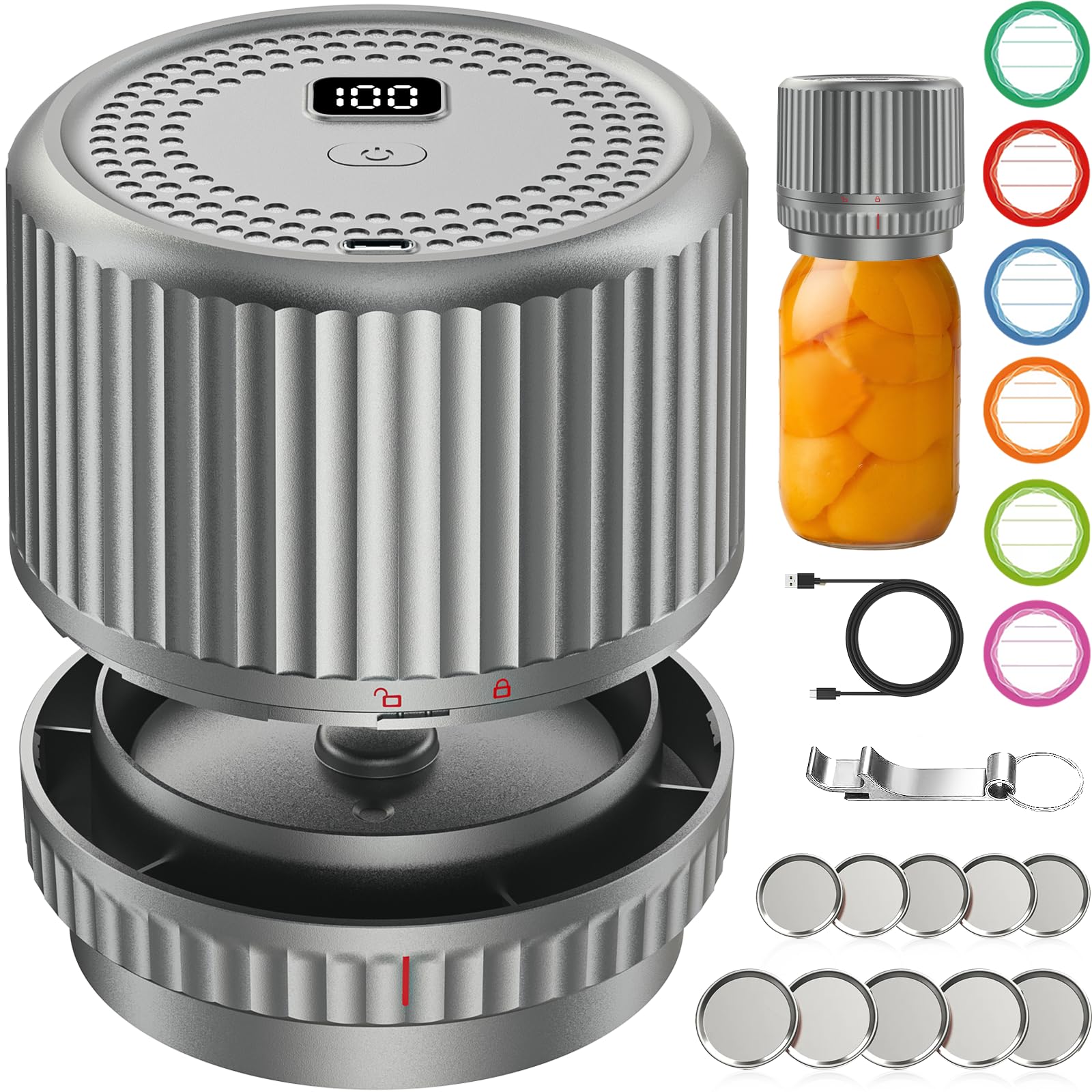 Unerver M12 Auto Stop Electric Mason Jar Vacuum Sealer   2024 Upgrade Smart Jar Vacuum Sealer For Mason Jars With Wide And Regul