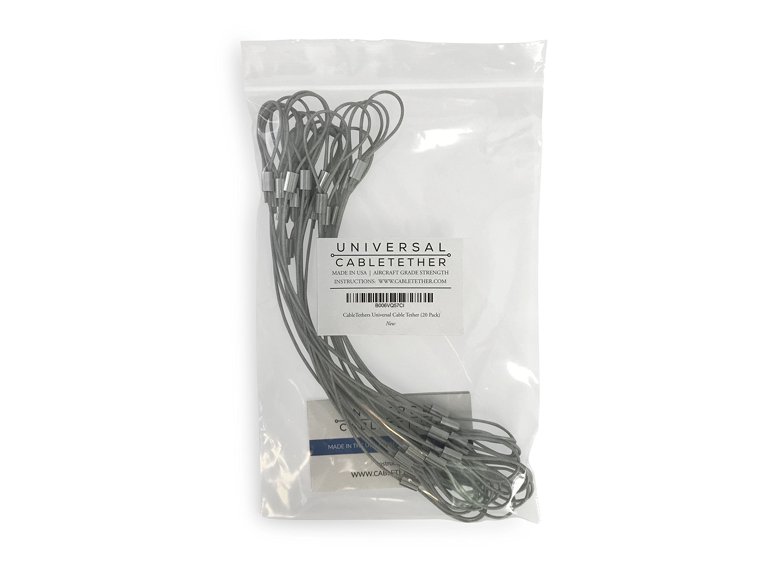 Universal Cabletether - Cable Tethers 14 (20 Pack) - Heavy Duty, Adjustable, Pre-Assembled, Tamper-Resistant - Secure Conference