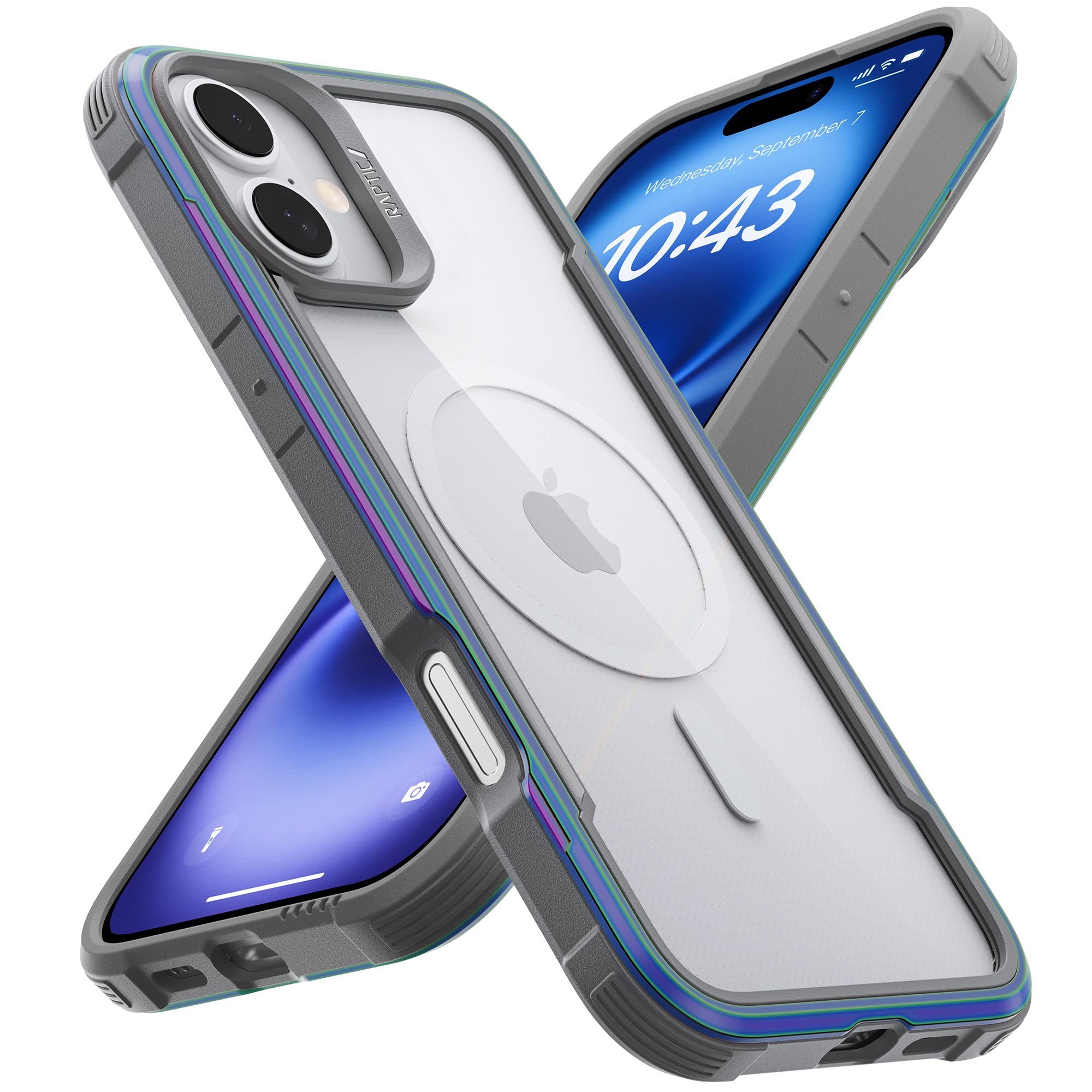 Raptic Shield Magnetic For Iphone 16 Plus Case, Compatible With Magsafe, [For 2024 Capture Button Shockproof Clear Case], Milita