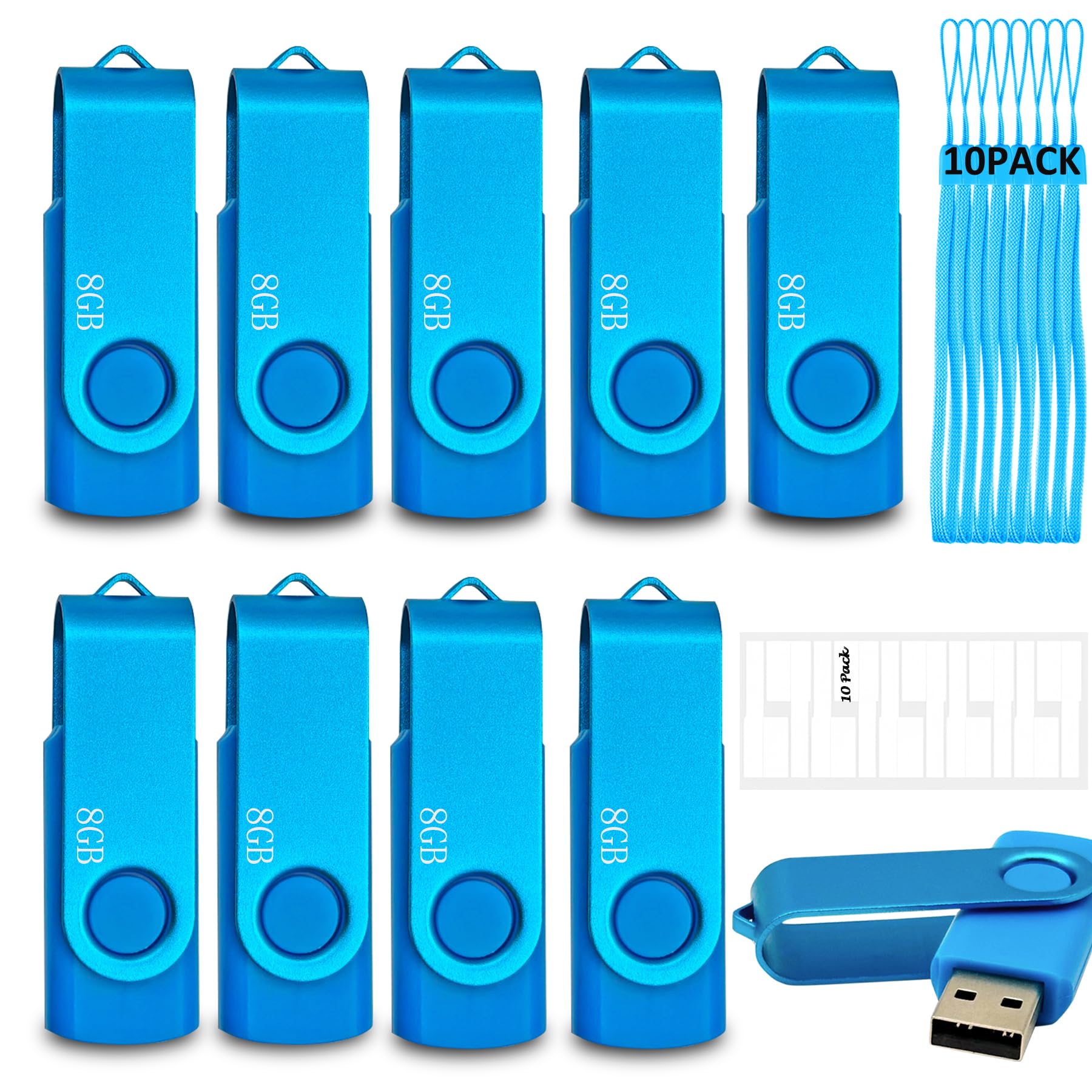 8Gb Usb Flash Drive 10 Pack, Nicepicten Bulk Usb 2.0 Thumb Drive Memory Stick Pendrive Jump Drive Zip Drive Usb Key With Lanyard