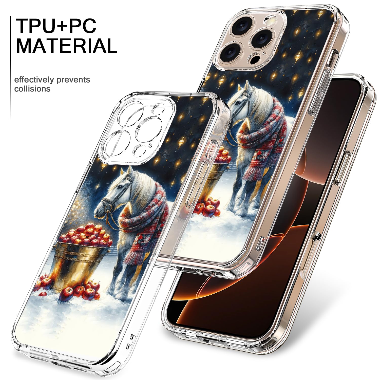 Bicol Christmas Phone Case For Iphone 16 Pro Max With Screen Protector, Enhanced Camera Protection - Wireless Charging - Slim Sh