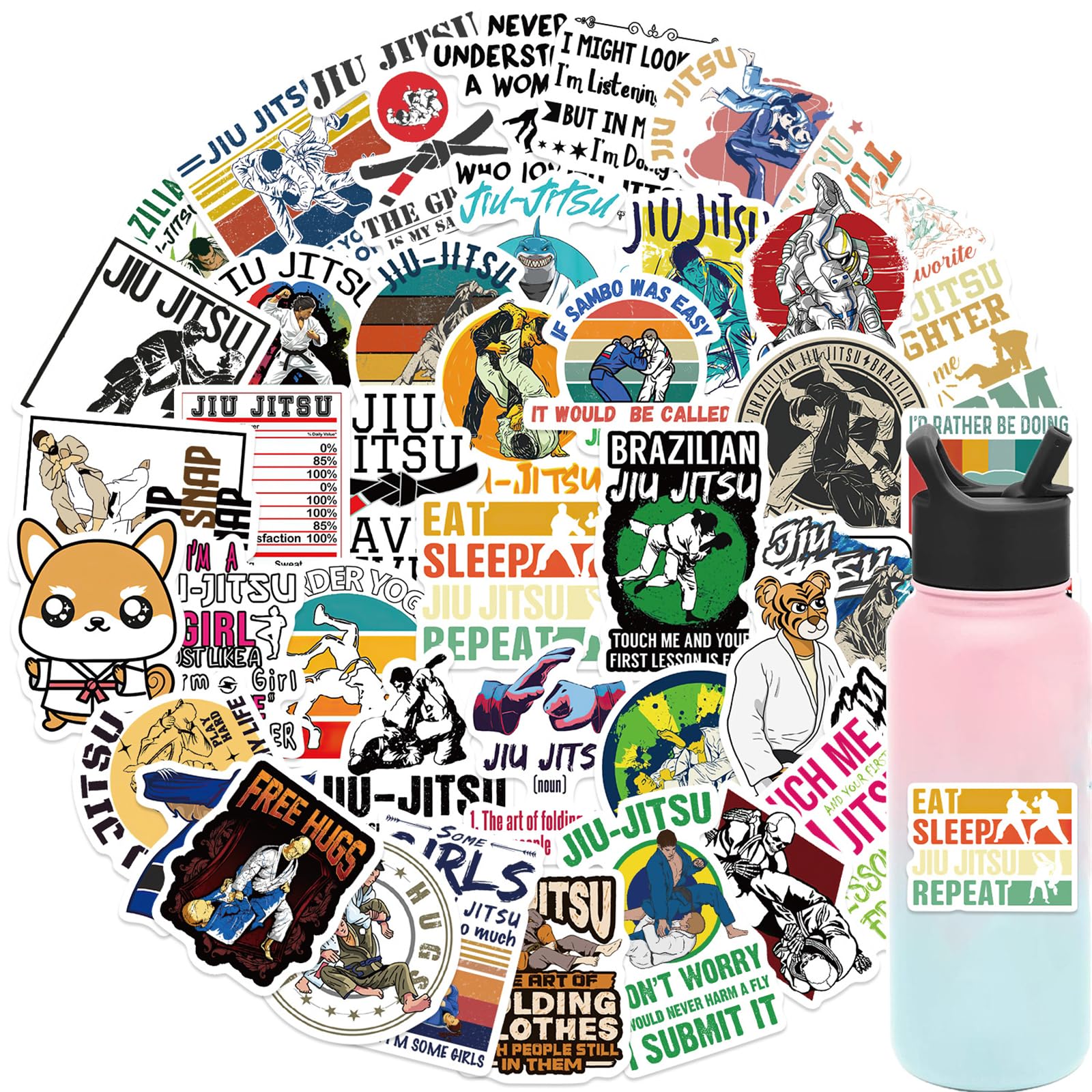 Jujutsu Stickers For Girl Jiu Jitsu Fighter Stickers 50Pcs Brazilian Jiu Jitsu Stickers Jiujitsu Life Stickers For Kids Teens Ae