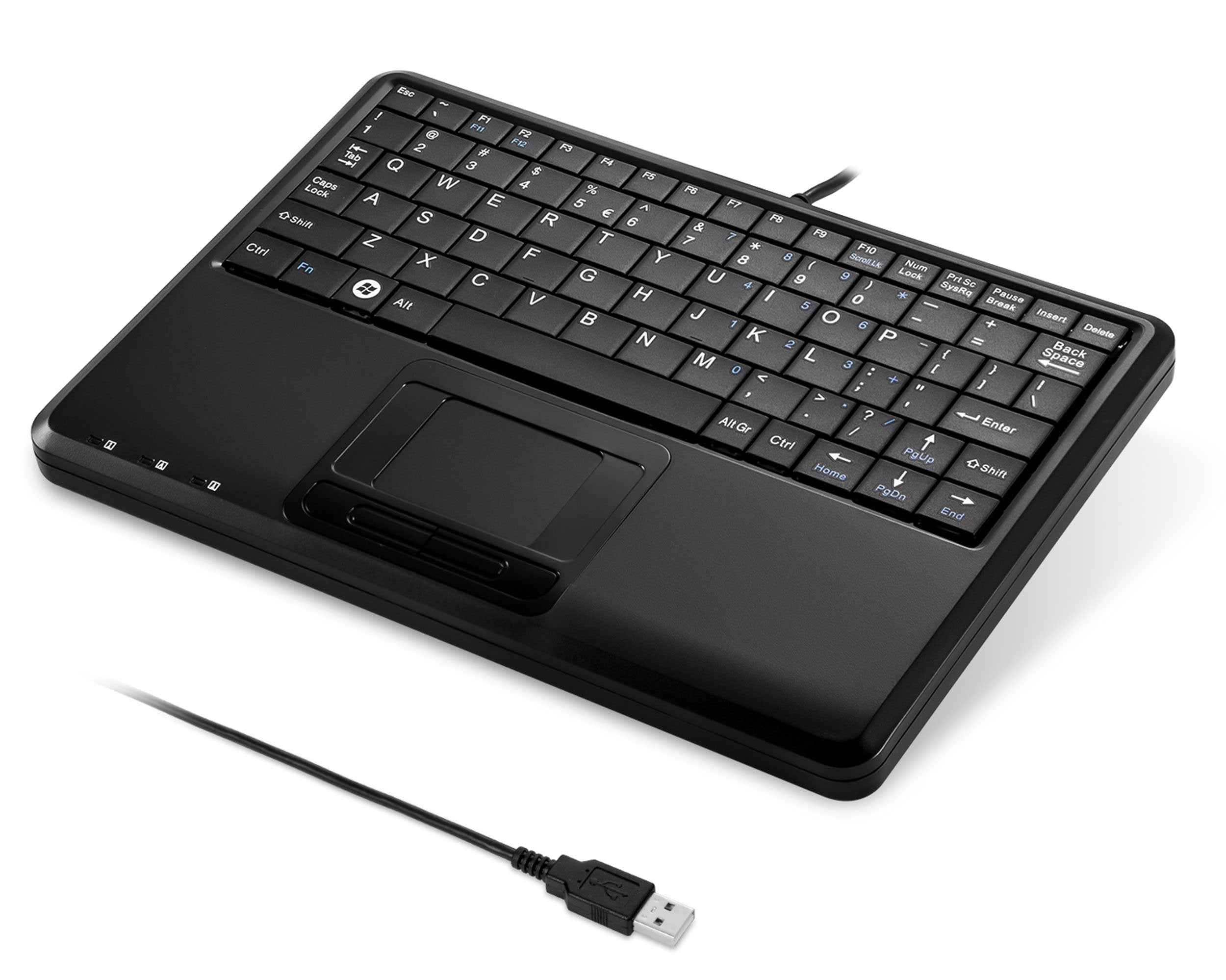 Perixx 11630 Periboard 510H Plus   Teclado Espaol   Usb Con Cable, Con Touchad Multi Gestos Integrado Y 2 Entradas Usb   Dimensi