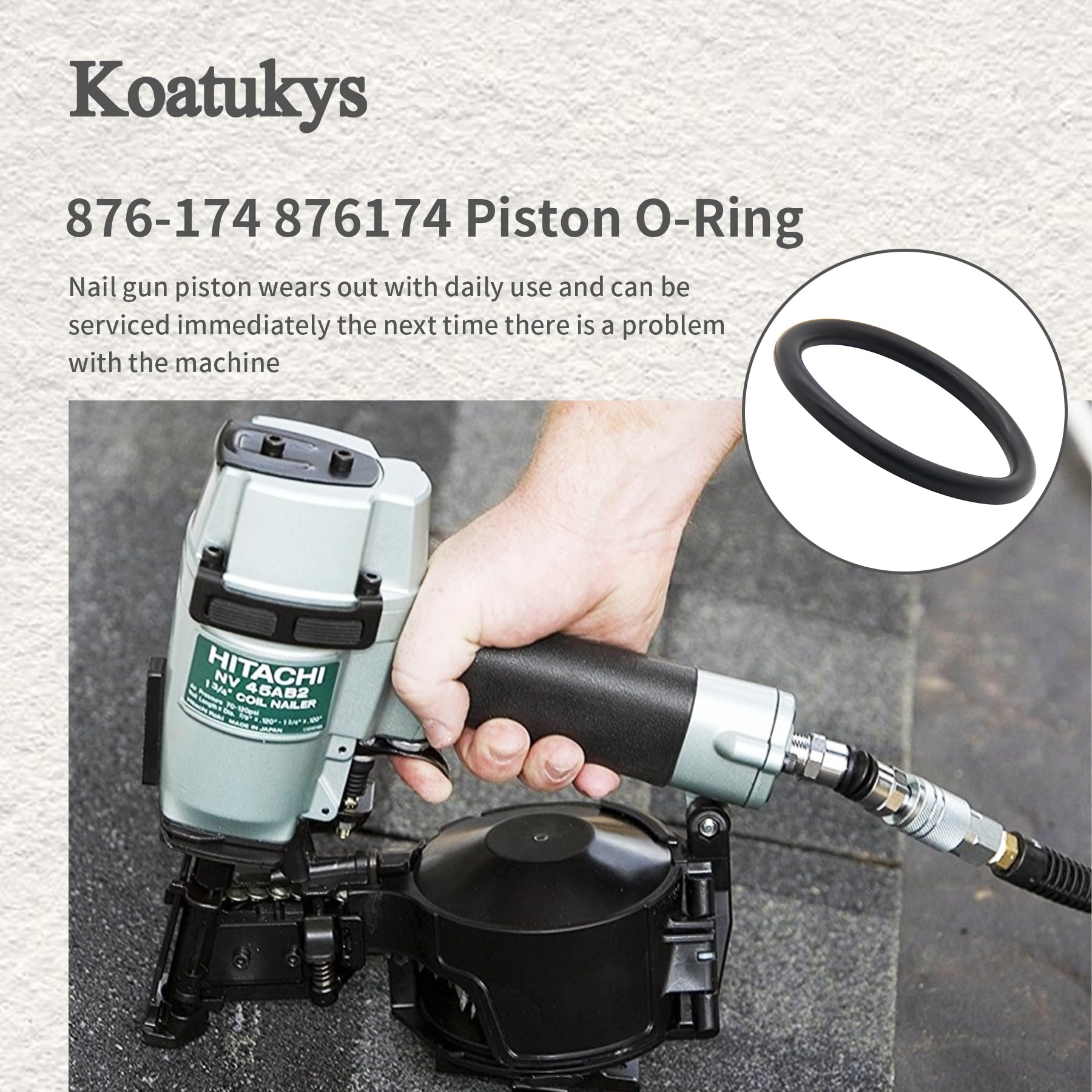 Koatukys 876 174 876174 Piston O Ring Replacement For Hitachi Nv45Aa Nv45Ab Nv45Ab2 Nv45Ab2(S) N5008Ac N5010A Nt50A Nt65A2 Naile