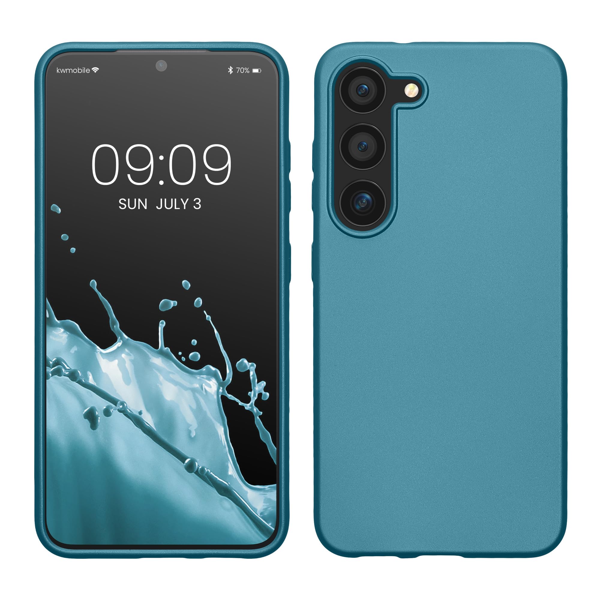 kwmobile Case Compatible with Samsung Galaxy S23 Case - Soft Slim TPU Silicone Cover w/Raised Edges - Shockproof and Flexible Ca