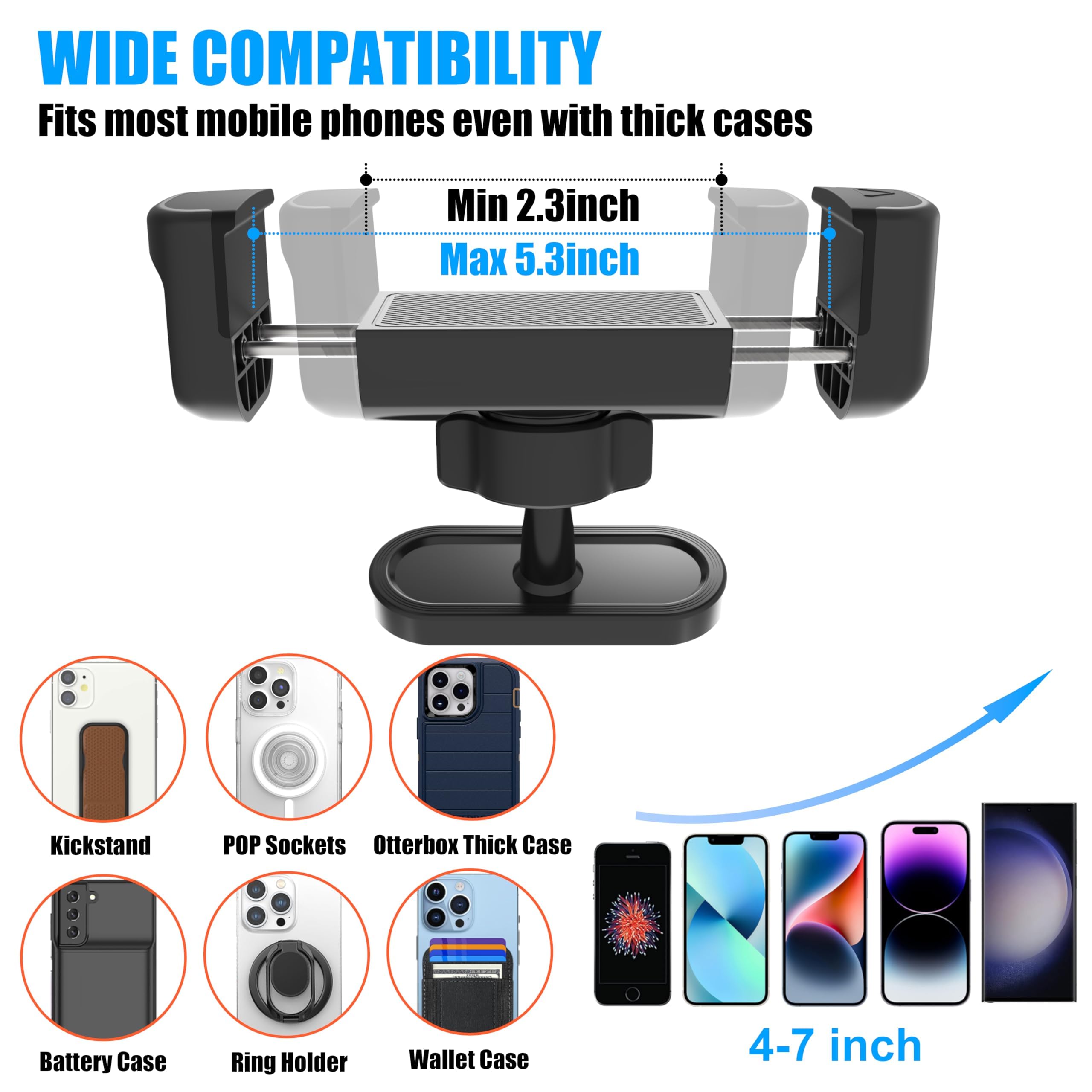 Vassmtcph Gym Magnetic Phone Holder Mount,Magnetic Cell Phone Holder For Gym,360 Degree Adjustable,Compatible With 4-7'' Smartph