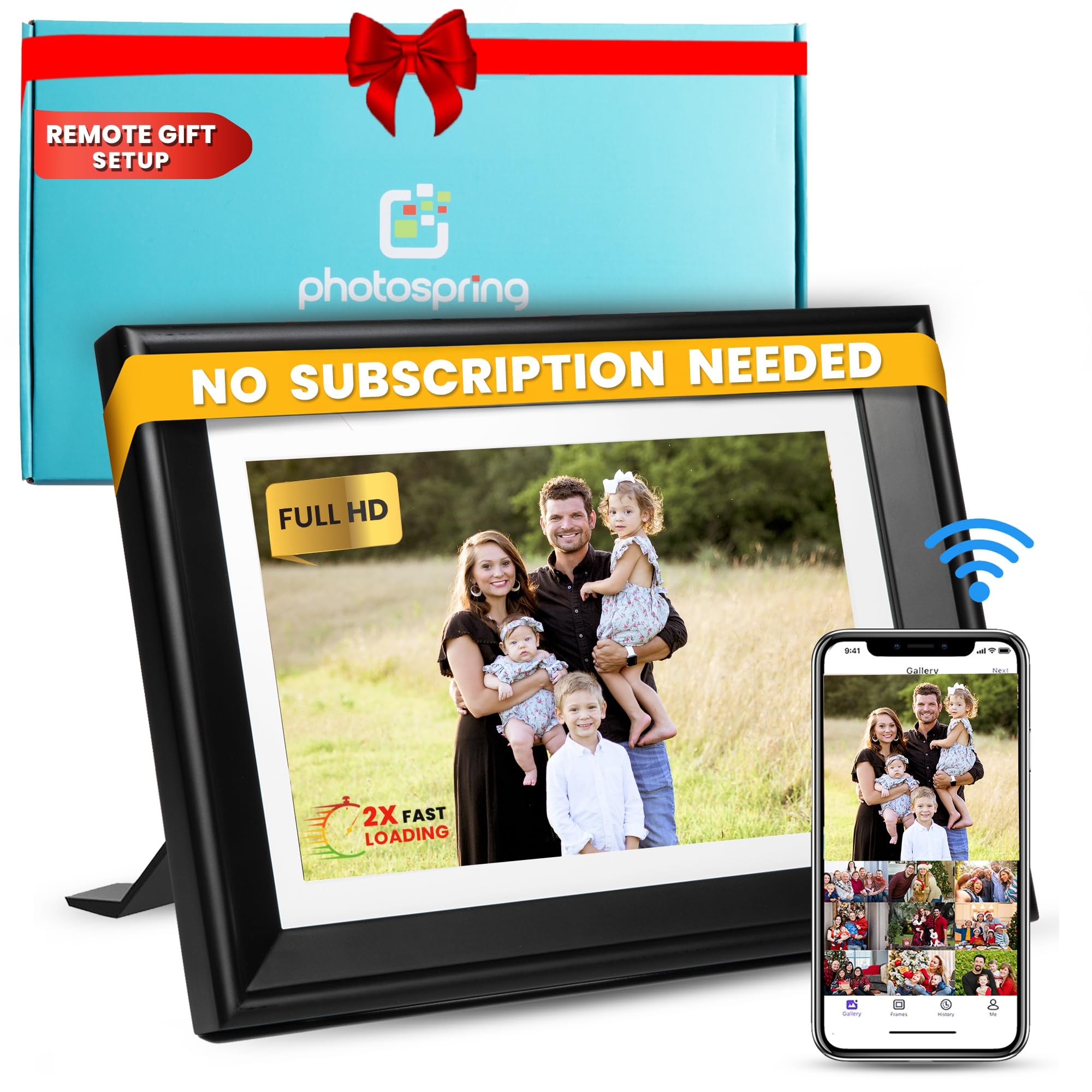 Photospring 10In Wifi Digital Picture Frame | Load Family Photos By Email, App, Web, Usb/Sd | A Great Gift | Easy Touchscreen Se