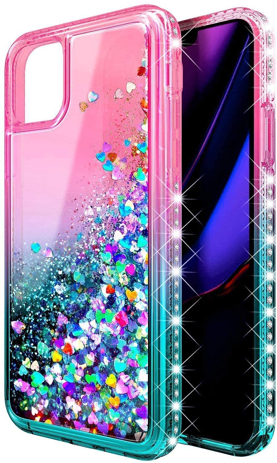 Ngb Compatible With Iphone 11 Case With Tempered Glass Screen Protector, Ring Holder/Wrist Strap, Girls Women Liquid Bling Spark