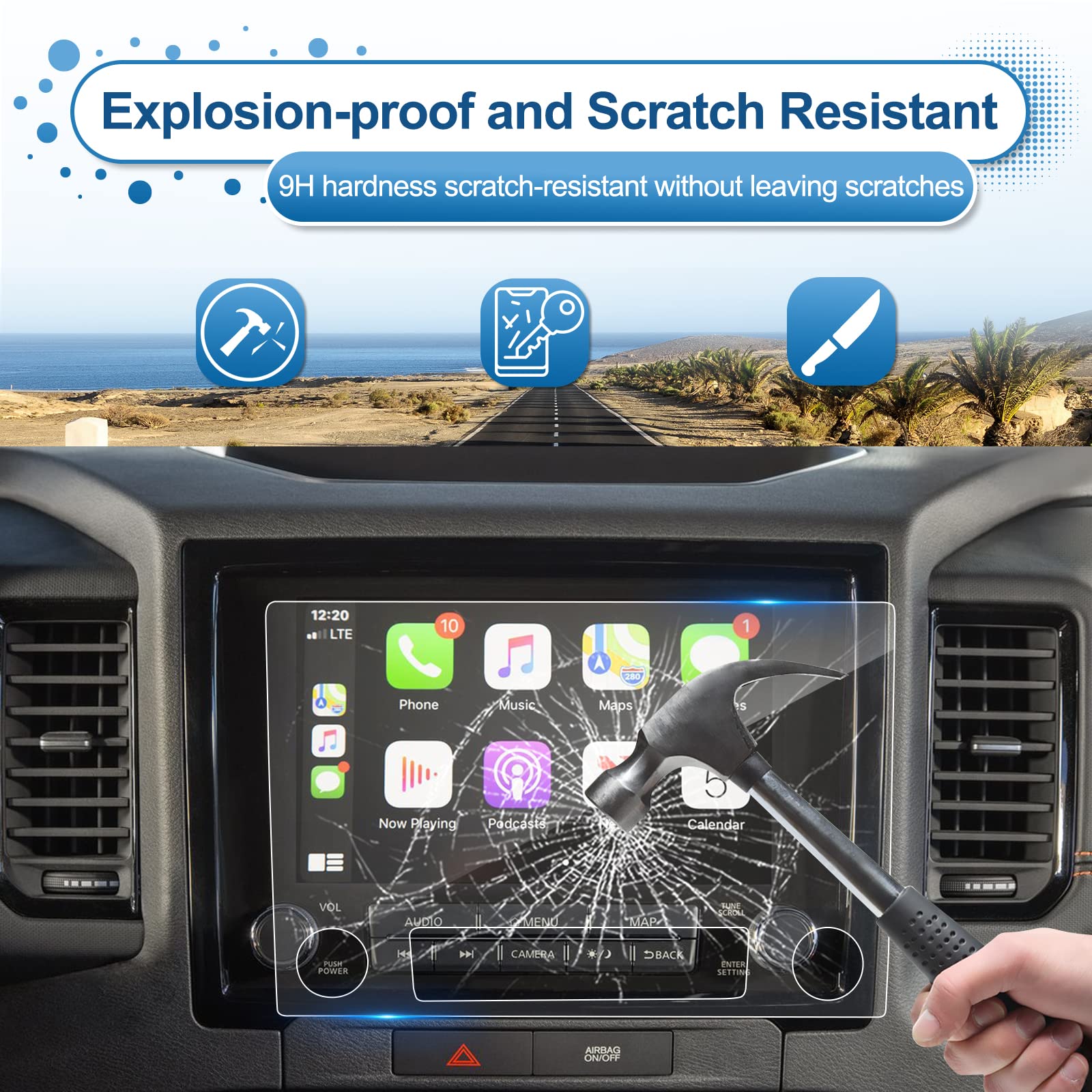 Coleya (Updated) 2022 2023 2024 Frontier Screen Protector For Nissan Frontier (Pro X/Pro 4X) 9 Inch Touch Screen, 9H Tempered Gl