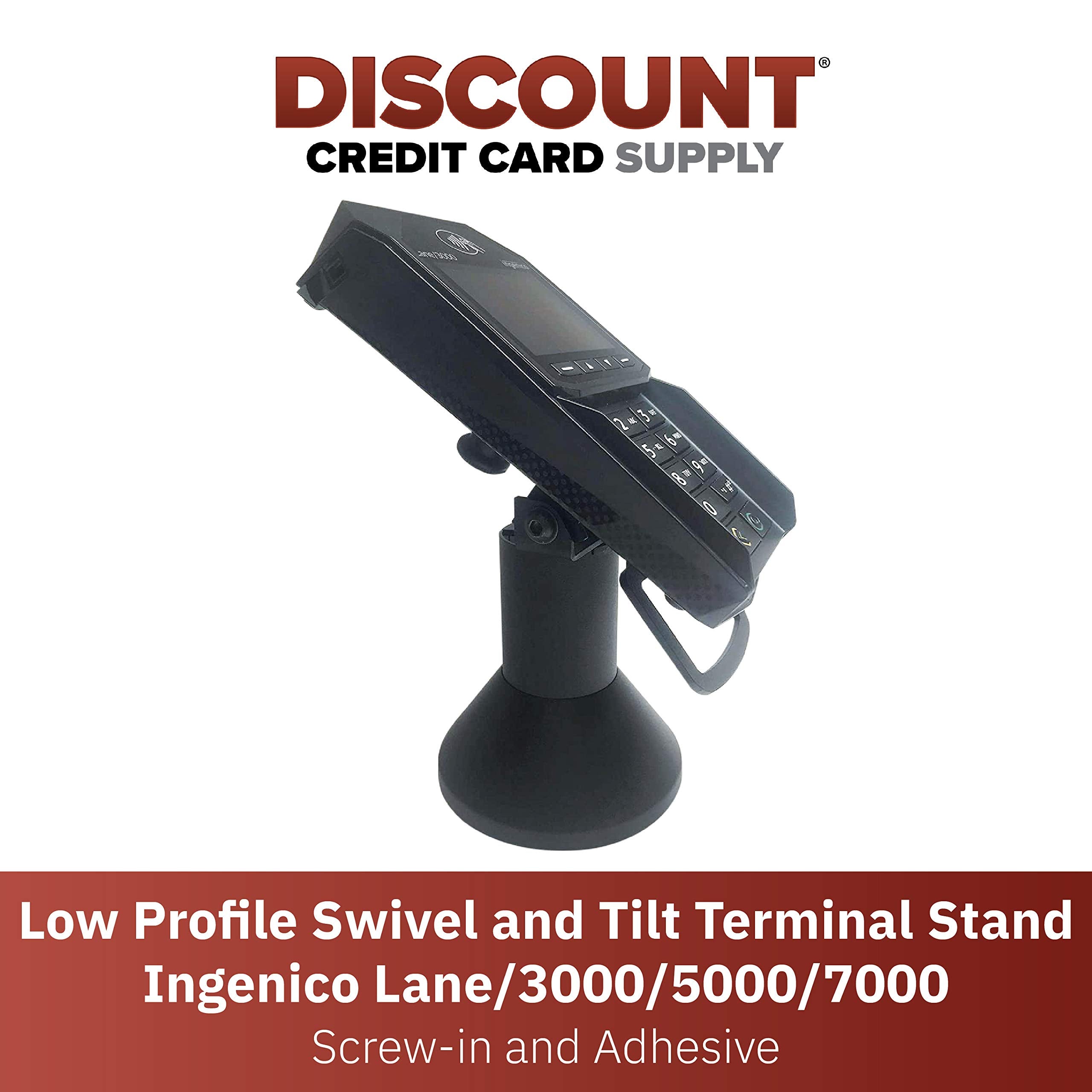 DCCStands Ingenico Lane/3000/5000/7000/8000 Low Profile Swivel and Tilt Stand, Screw in and Adhesive