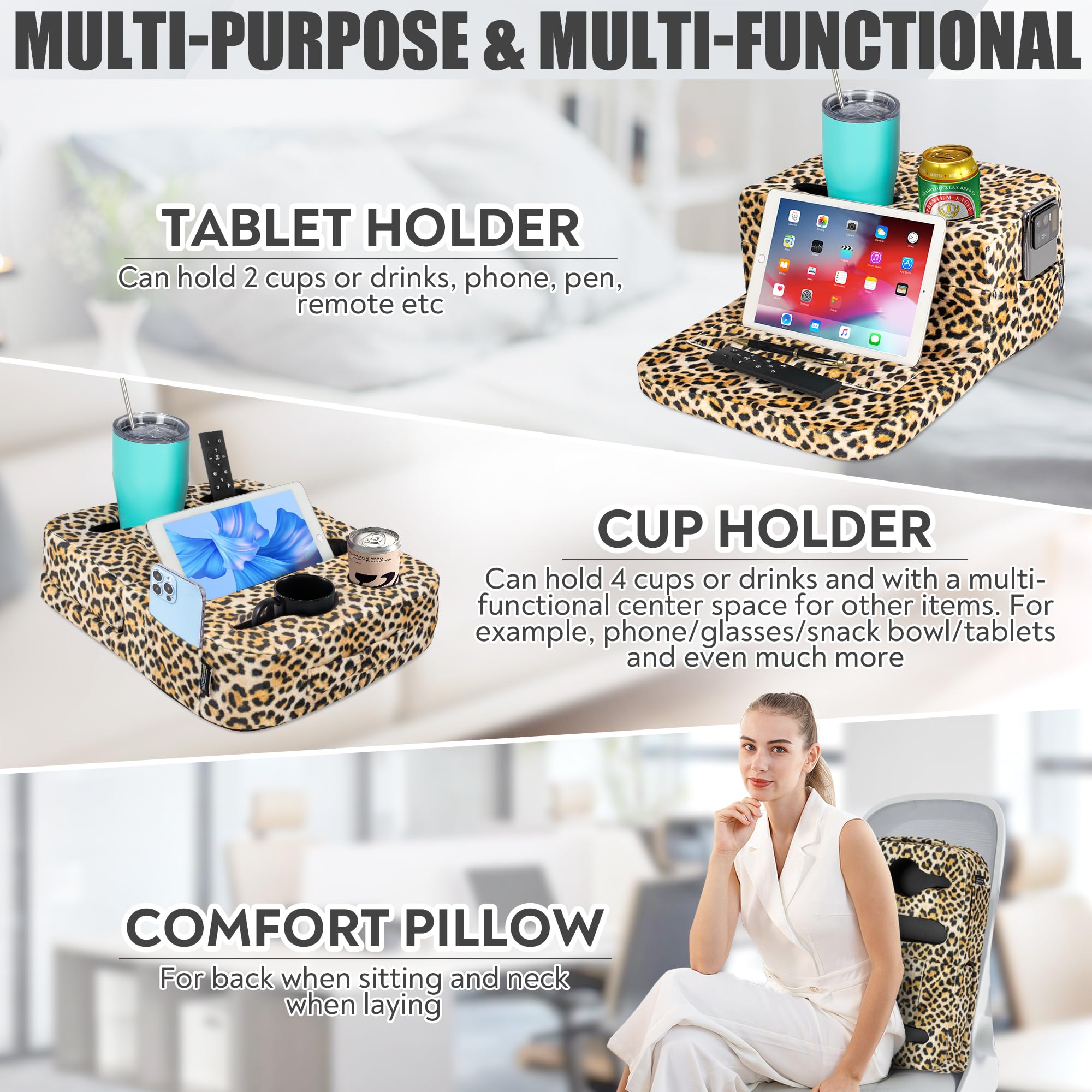Tabcouchcaddy   Couch Cup Holder Tray Pillow   Bed, Couch Caddy, Sofa, Rv & Car   Holds Drinks, Snacks, Remotes, Phones, Kindle,