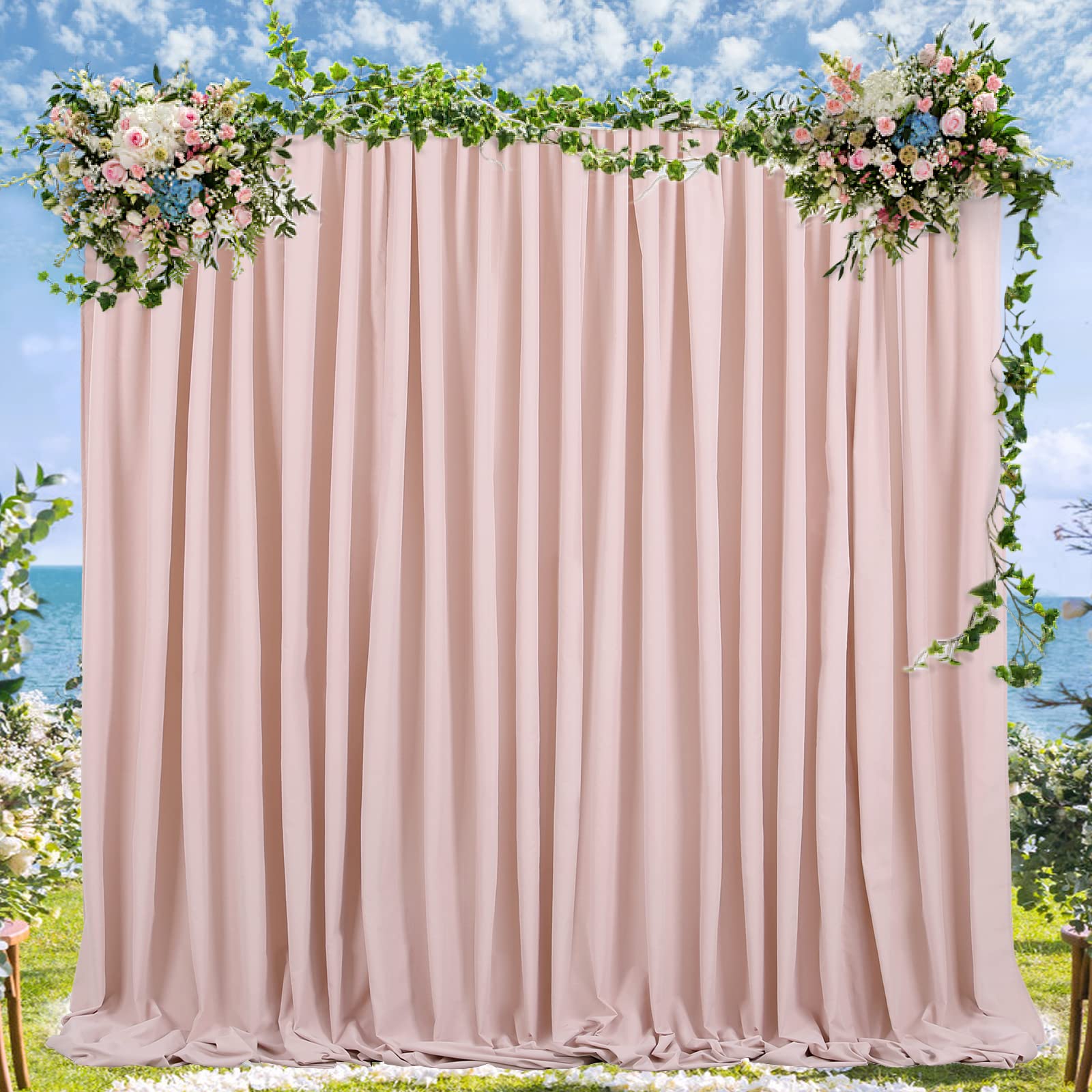 Dusty Rose Polyester Backdrop Curtains 2 Panels 5Ft X 10Ft Photo Shoot Background Drapes For Wedding Party Bridal Shower Engagem
