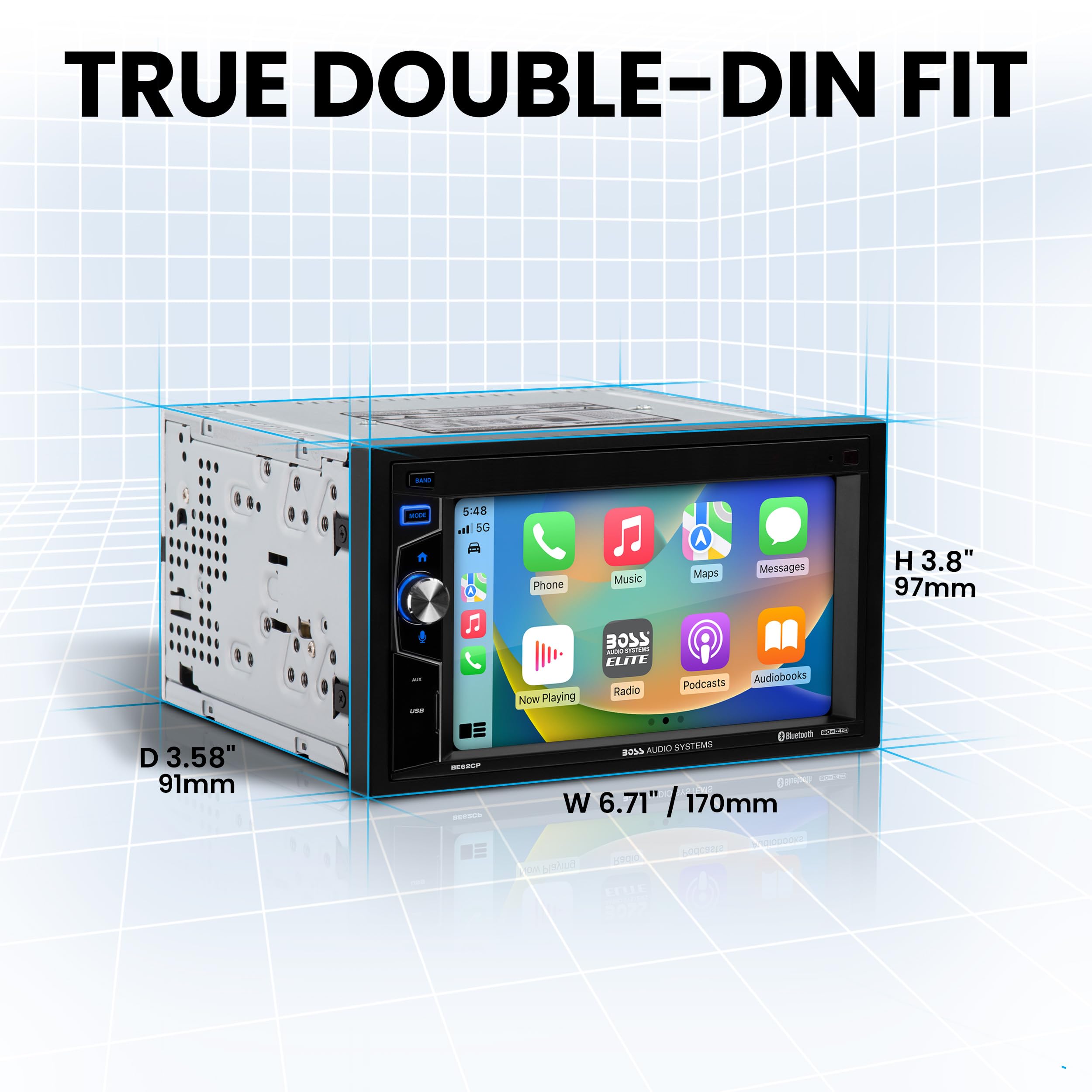 Boss Audio Systems Elite Series Be62Cp C Car Stereo   Apple Carplay, 6.2 Inch Double Din, Touchscreen, Bluetooth Audio And Calli