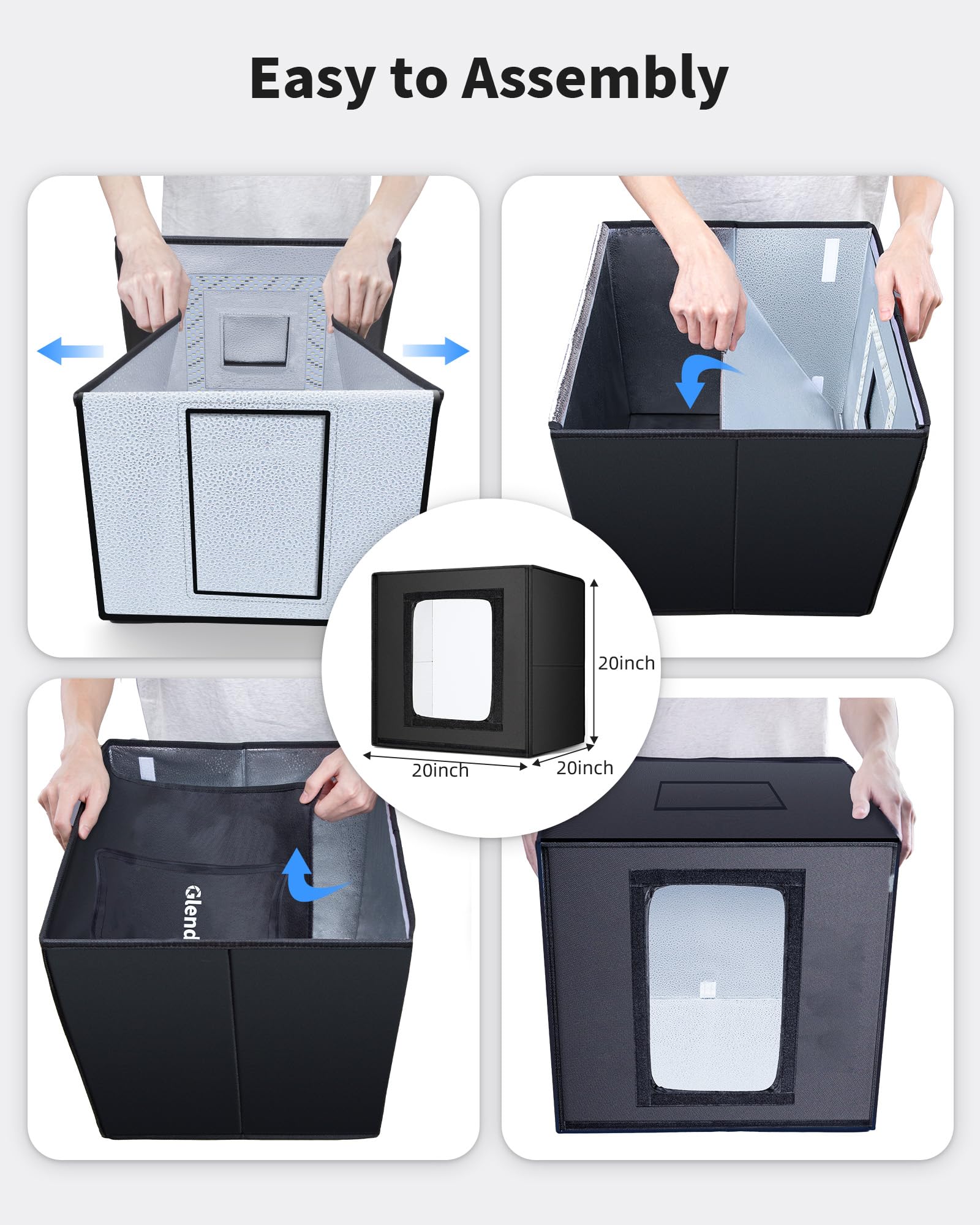 Glendan 20X20 Inch Light Box Photography, Large Photo Studio Light Box, Professional Dimmable Photo Booth With 240 Led Lights &