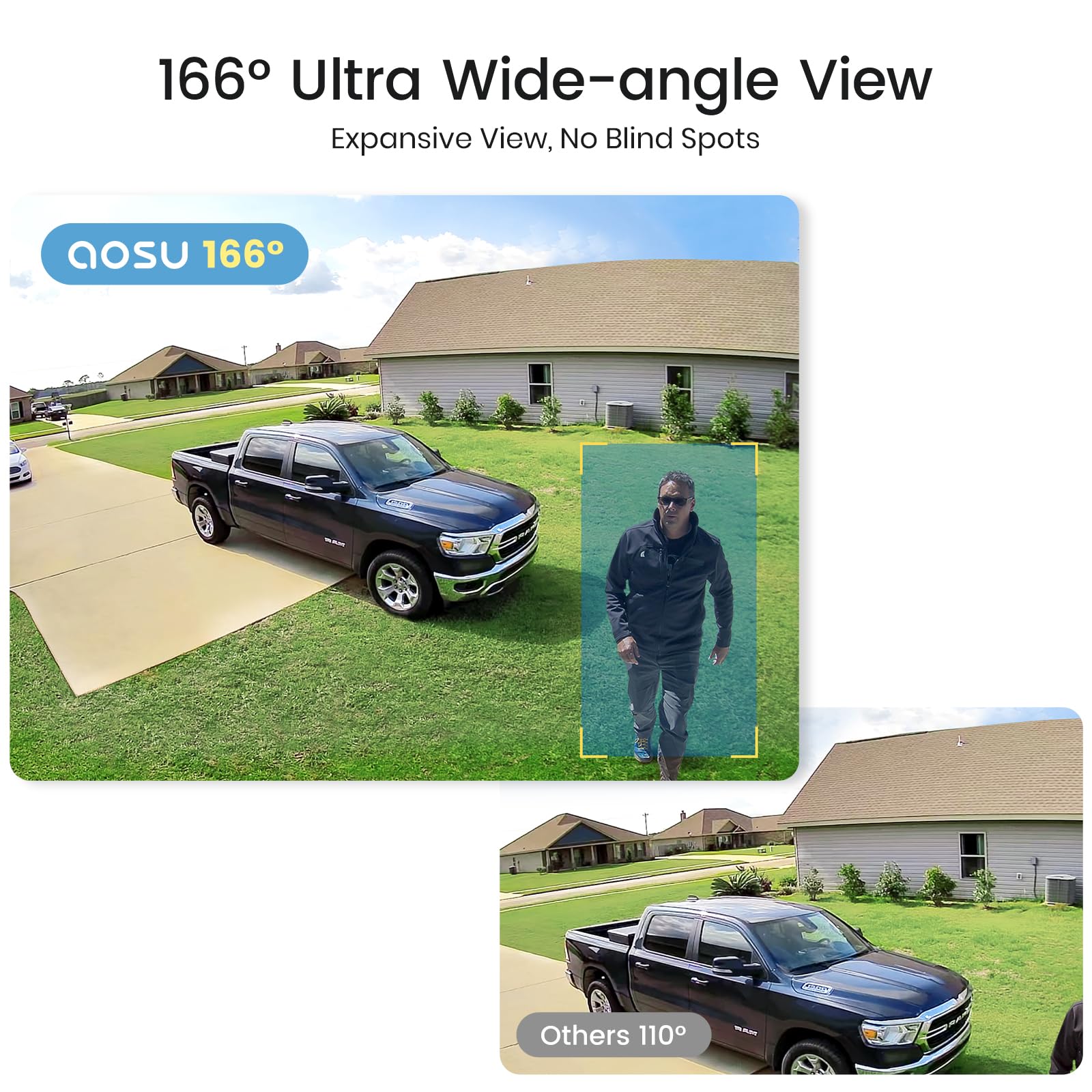 Aosu Solar Security Cameras Wireless Outdoor, 2K Qhd Home Security System, 4 Cameras Kit With 166� Ultra Wide View, Forever Power, Spotlight Camera, 32G Local Storage, No Monthly Fee